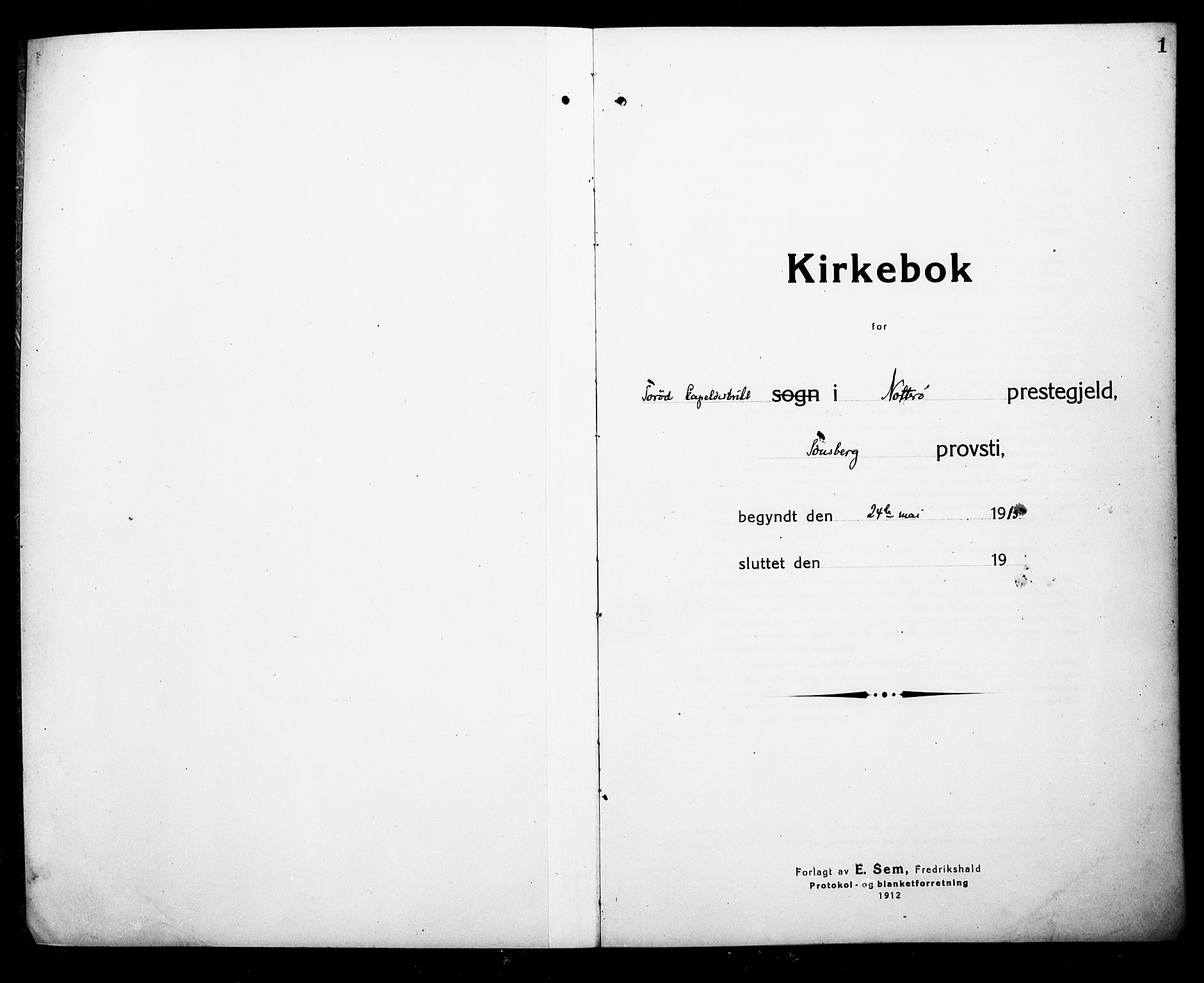 Nøtterøy kirkebøker, SAKO/A-354/G/Gc/L0001: Klokkerbok nr. III 1, 1915-1930, s. 1