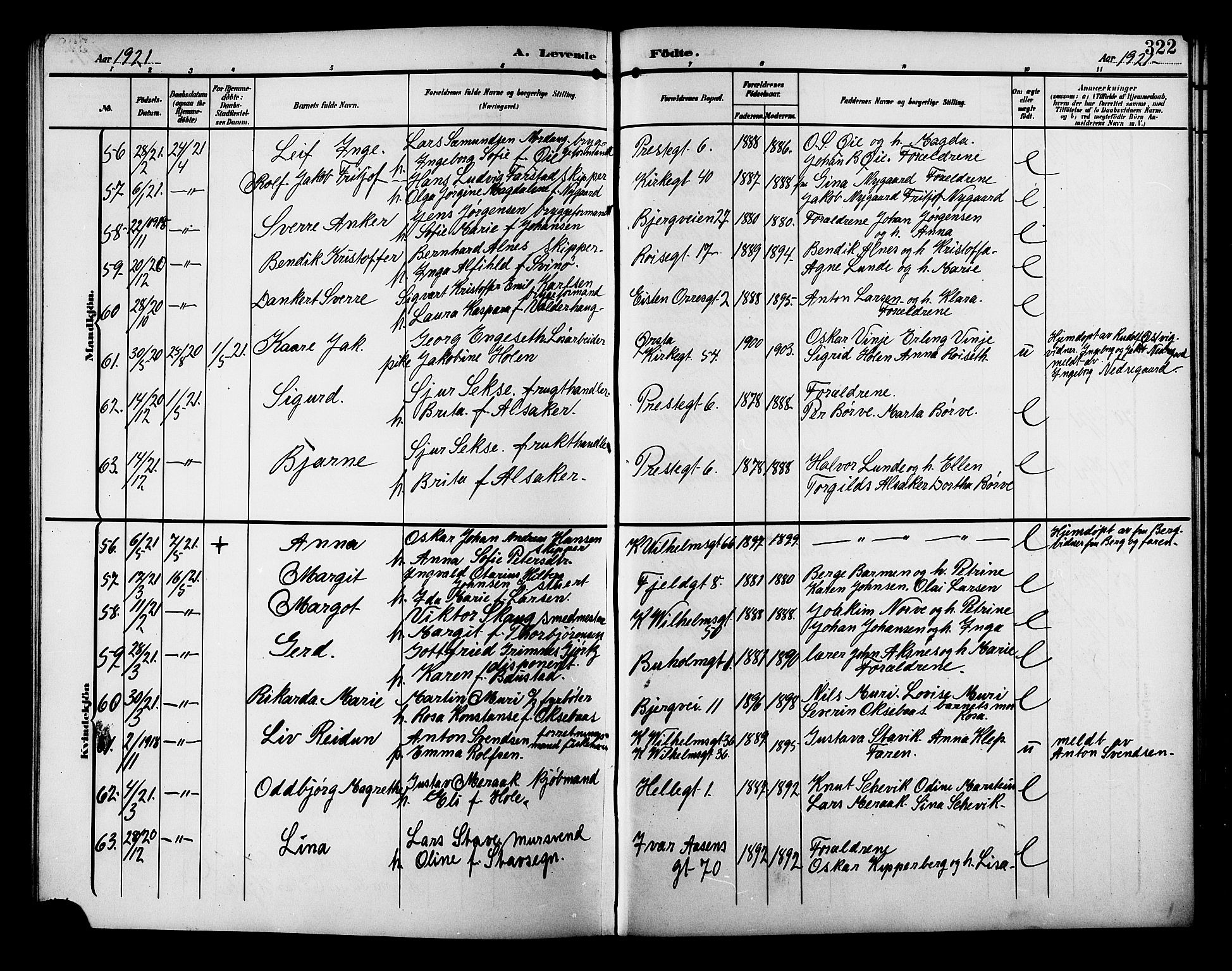 Ministerialprotokoller, klokkerbøker og fødselsregistre - Møre og Romsdal, AV/SAT-A-1454/529/L0471: Klokkerbok nr. 529C08, 1909-1921, s. 322