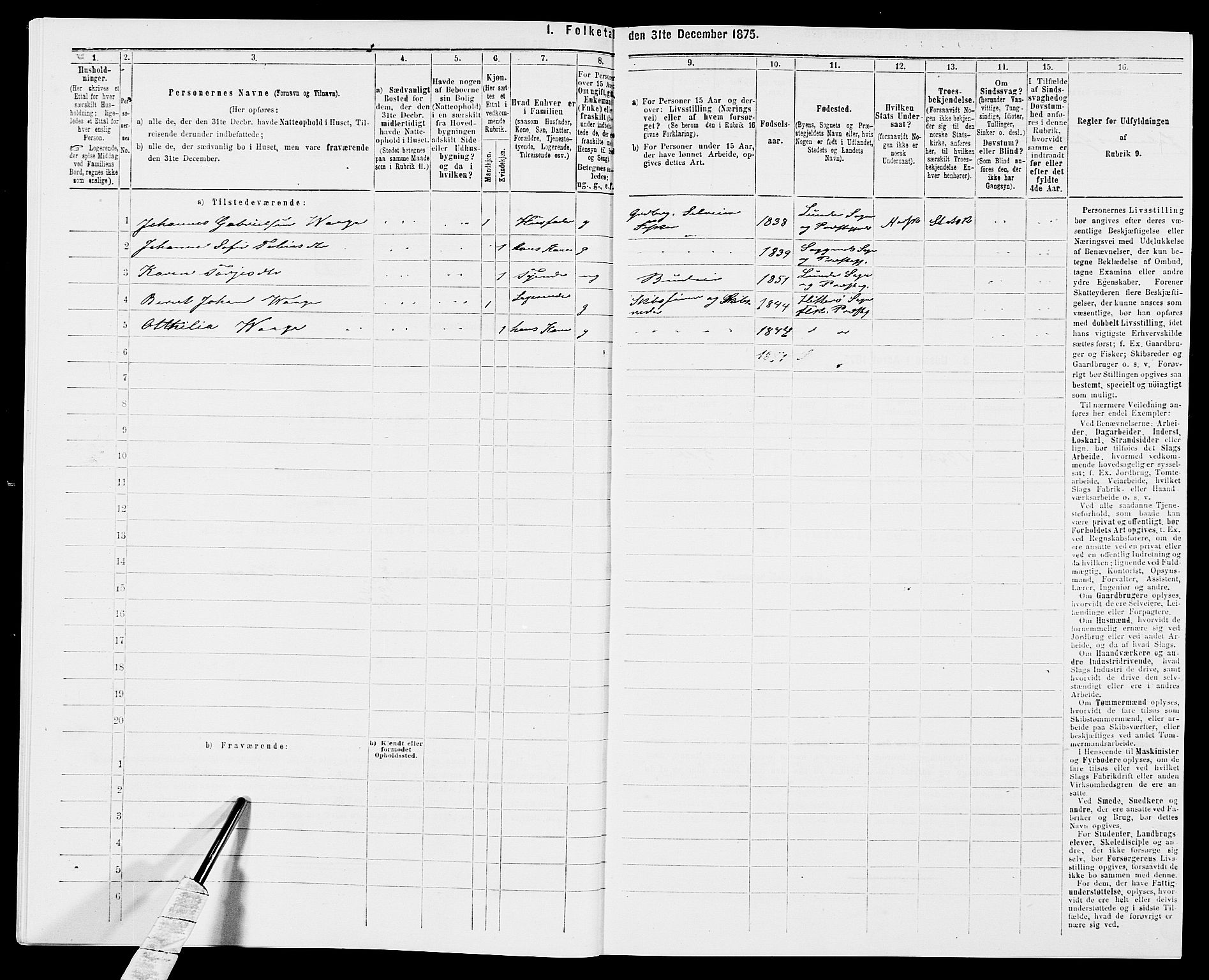 SAK, Folketelling 1875 for 1042L Flekkefjord prestegjeld, Nes sokn og Hidra sokn, 1875, s. 88