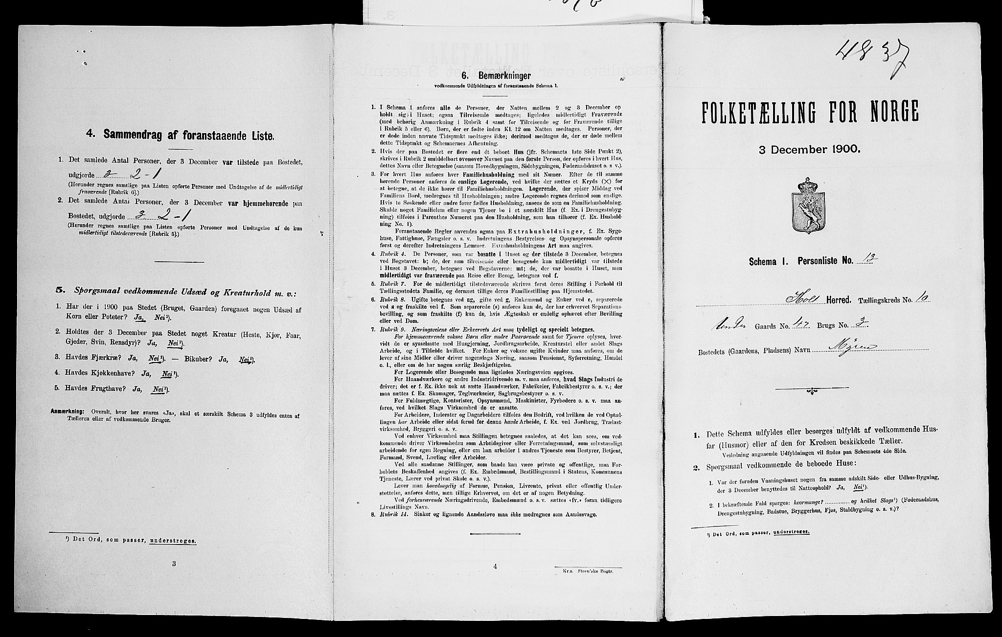 SAK, Folketelling 1900 for 0914 Holt herred, 1900, s. 1441
