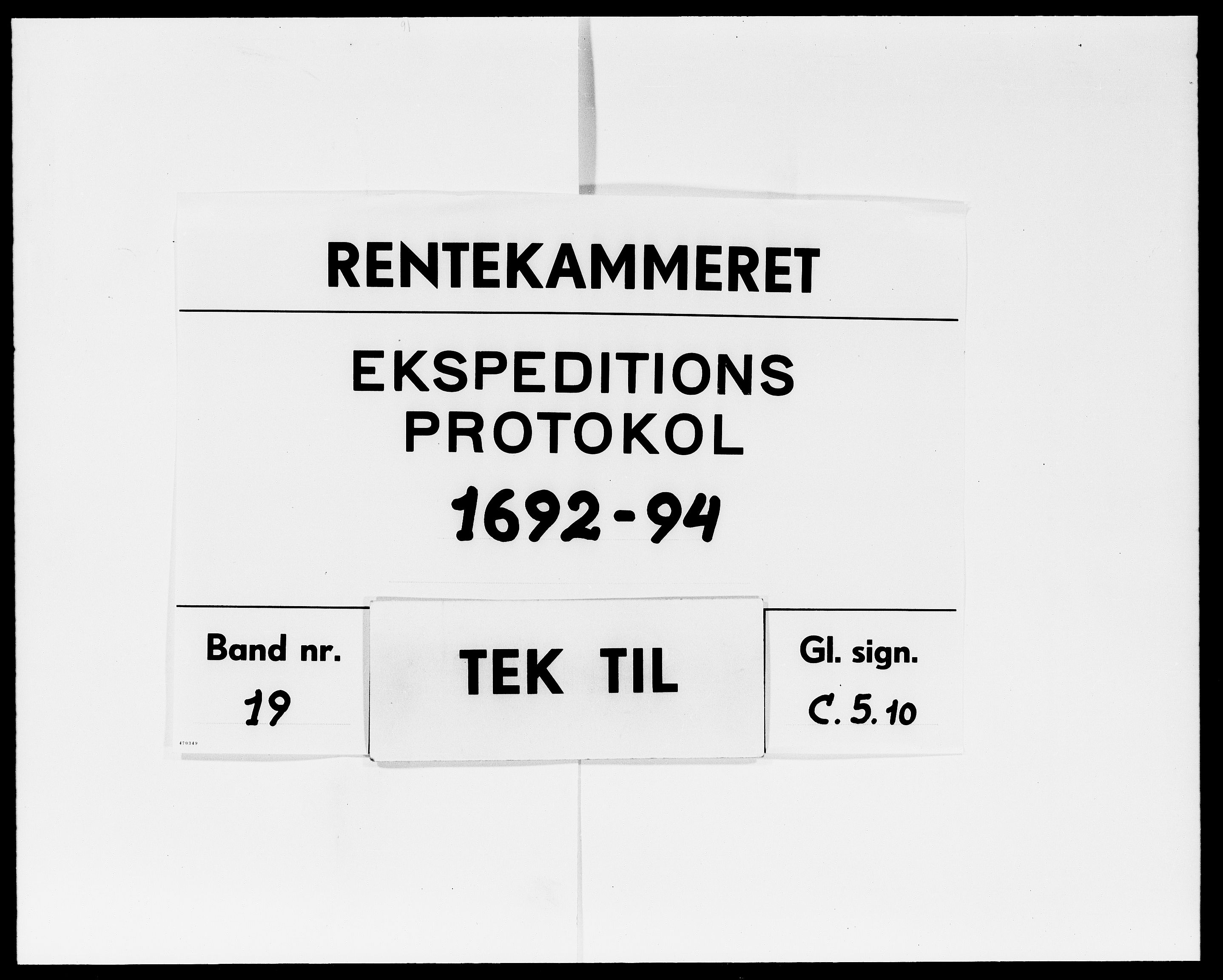 Rentekammeret Skatkammeret, Danske Sekretariat (1660-1679) / Rentekammeret Danske Afdeling, Kammerkancelliet (1679-1771), DRA/A-0007/-/2212-09: Ekspeditionsprotokol, 1692-1694