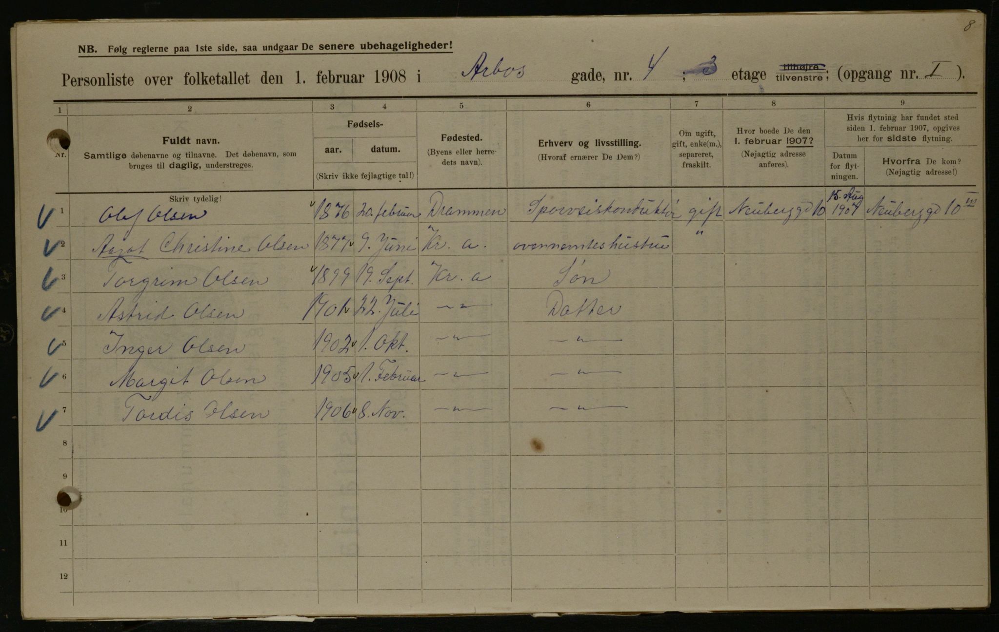 OBA, Kommunal folketelling 1.2.1908 for Kristiania kjøpstad, 1908, s. 2056