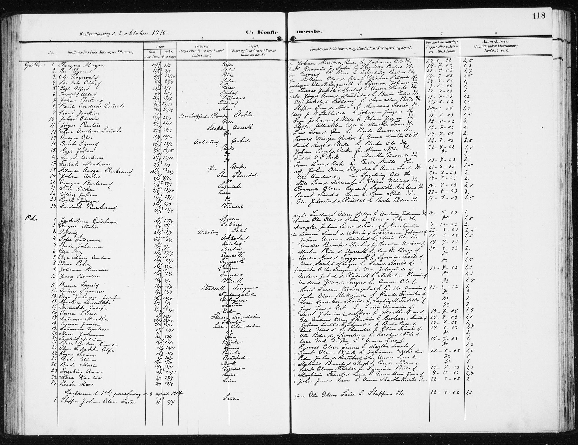 Ministerialprotokoller, klokkerbøker og fødselsregistre - Møre og Romsdal, AV/SAT-A-1454/515/L0216: Klokkerbok nr. 515C03, 1906-1941, s. 118