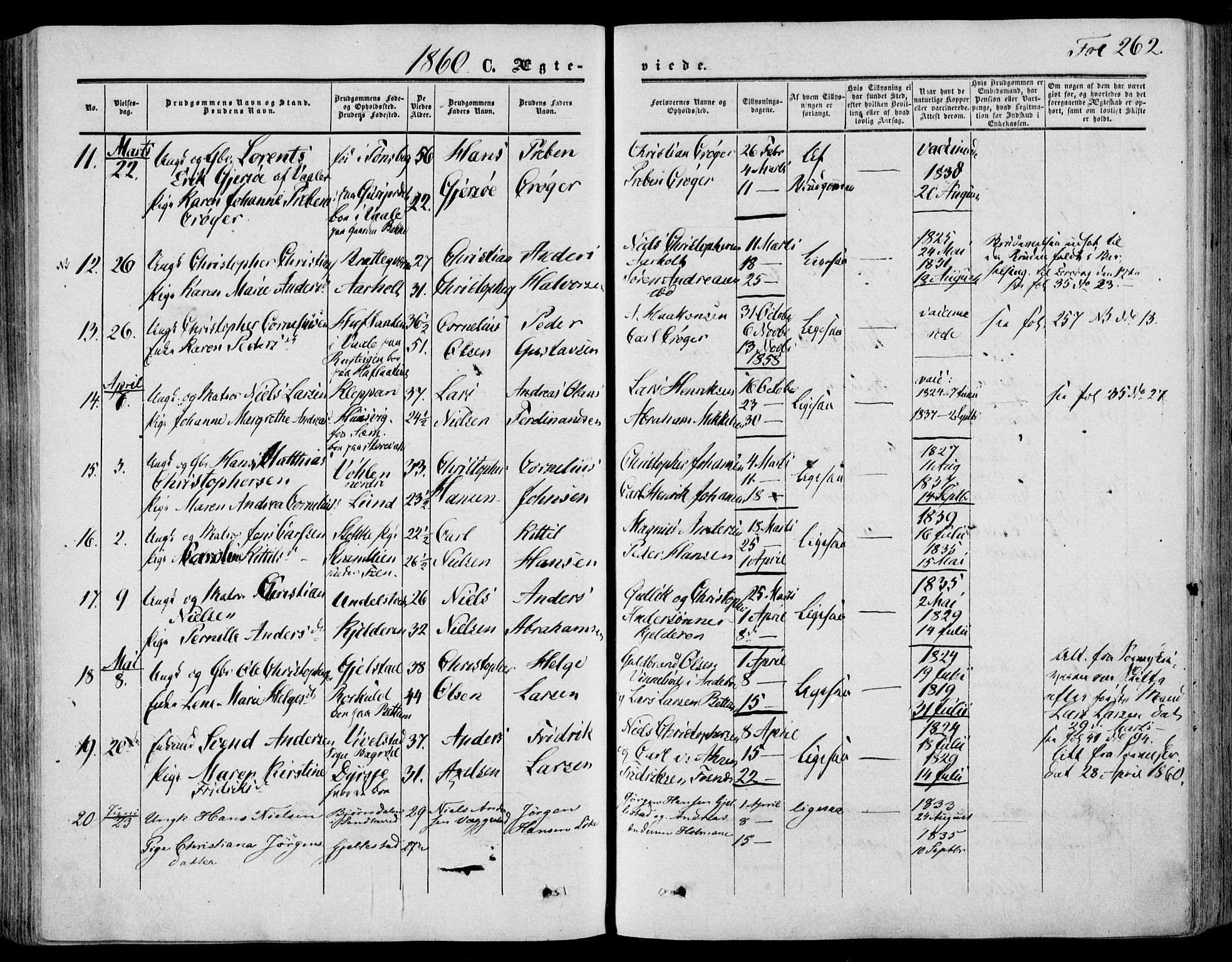 Stokke kirkebøker, AV/SAKO-A-320/F/Fa/L0008: Ministerialbok nr. I 8, 1858-1871, s. 262