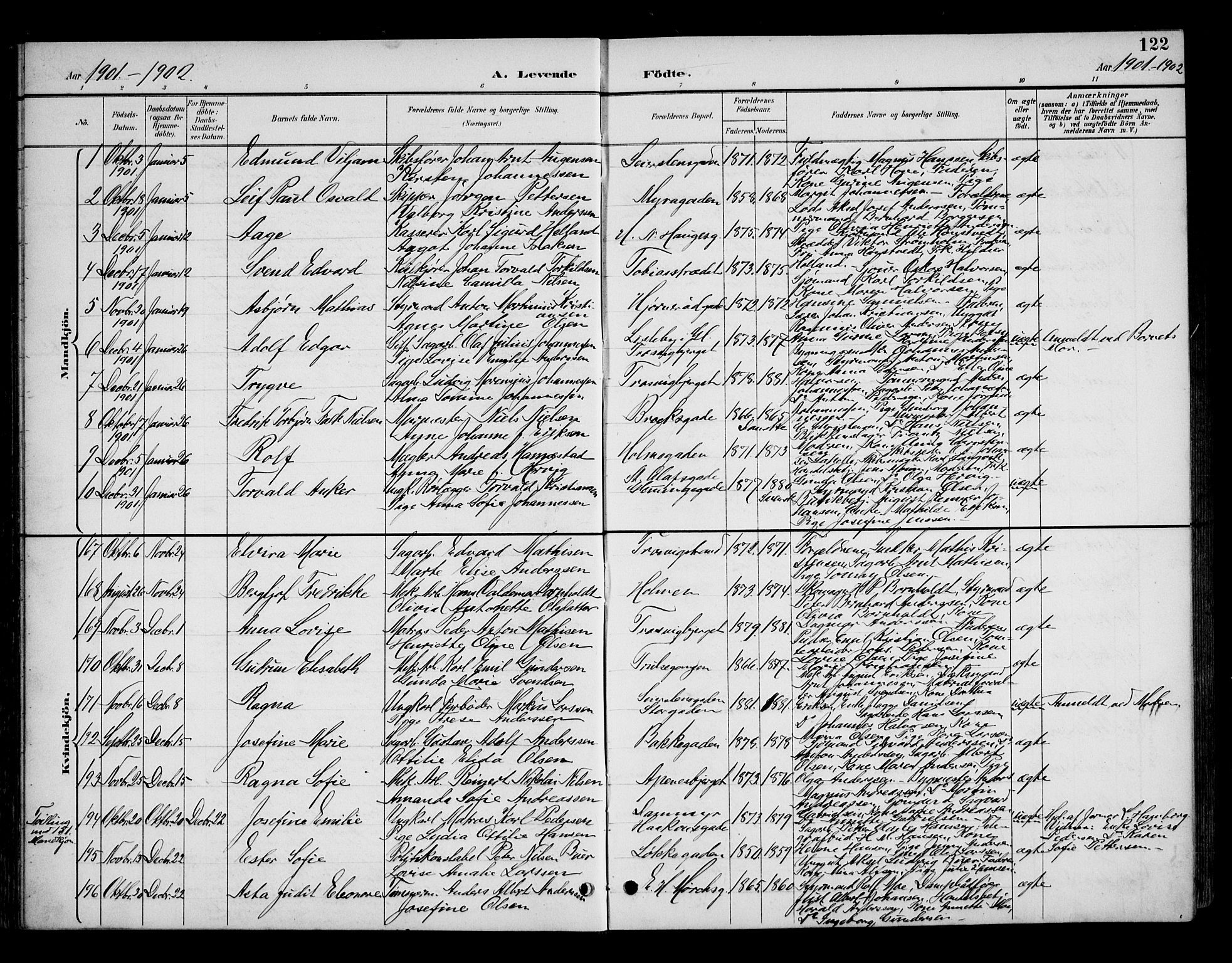 Fredrikstad domkirkes prestekontor Kirkebøker, AV/SAO-A-10906/G/Ga/L0002: Klokkerbok nr. 2, 1894-1918, s. 122