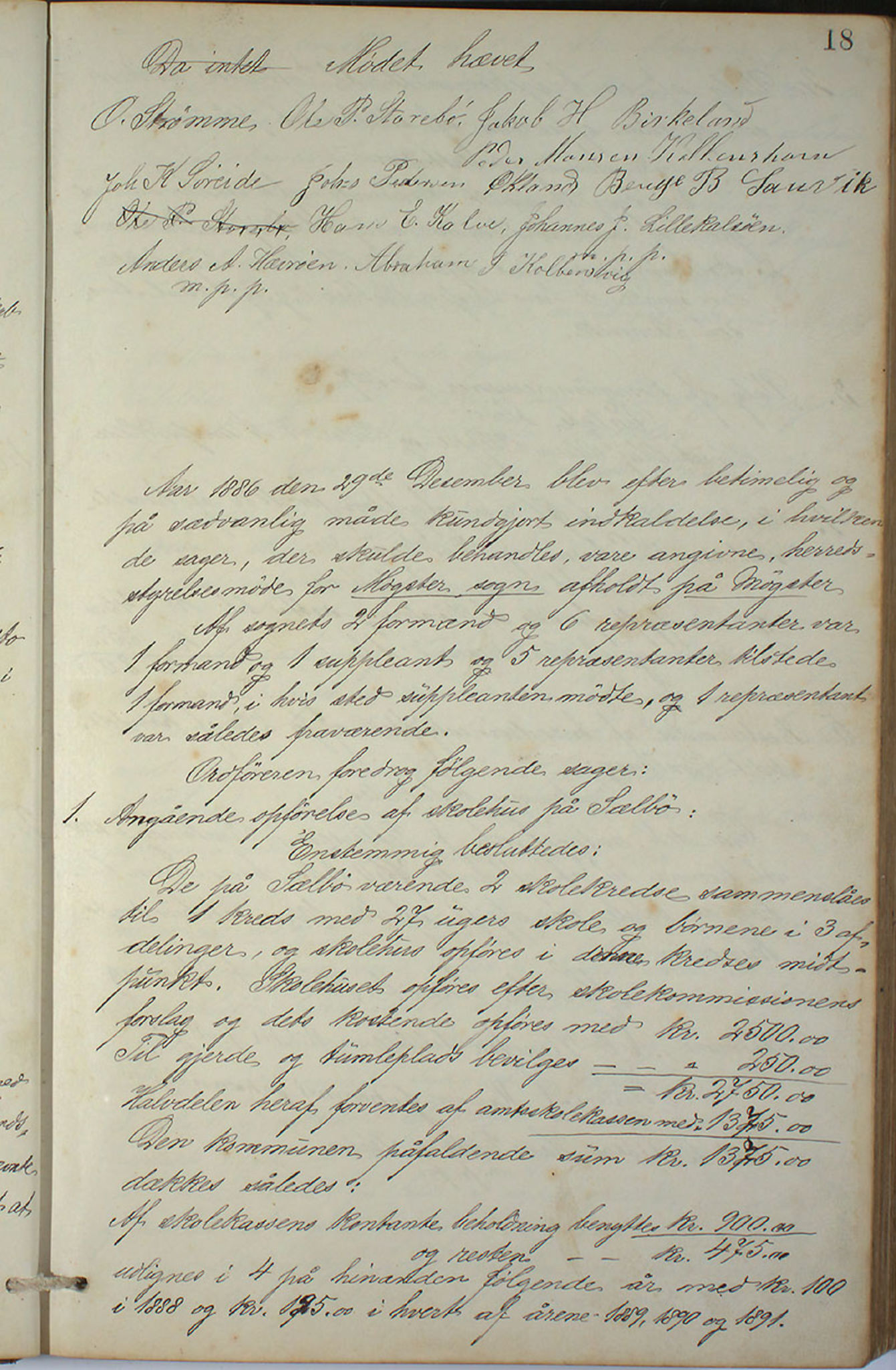 Austevoll kommune. Formannskapet, IKAH/1244-021/A/Aa/L0001: Forhandlingsprotokoll for heradstyret, 1886-1900, s. 36