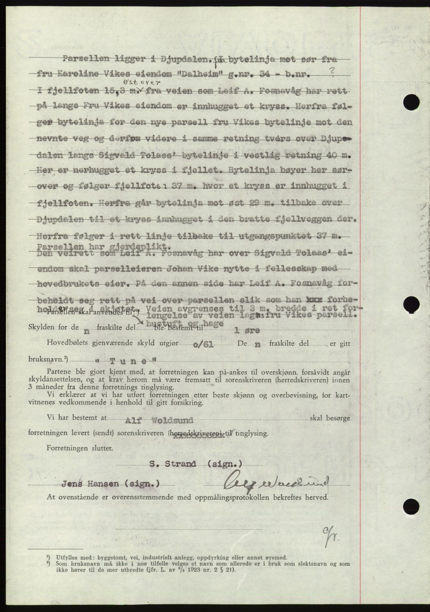 Søre Sunnmøre sorenskriveri, AV/SAT-A-4122/1/2/2C/L0077: Pantebok nr. 3A, 1945-1946, Dagboknr: 650/1945