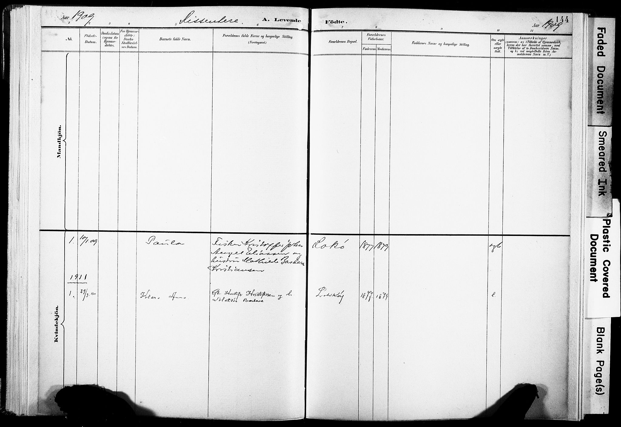 Ministerialprotokoller, klokkerbøker og fødselsregistre - Nordland, SAT/A-1459/891/L1304: Ministerialbok nr. 891A09, 1895-1921, s. 144