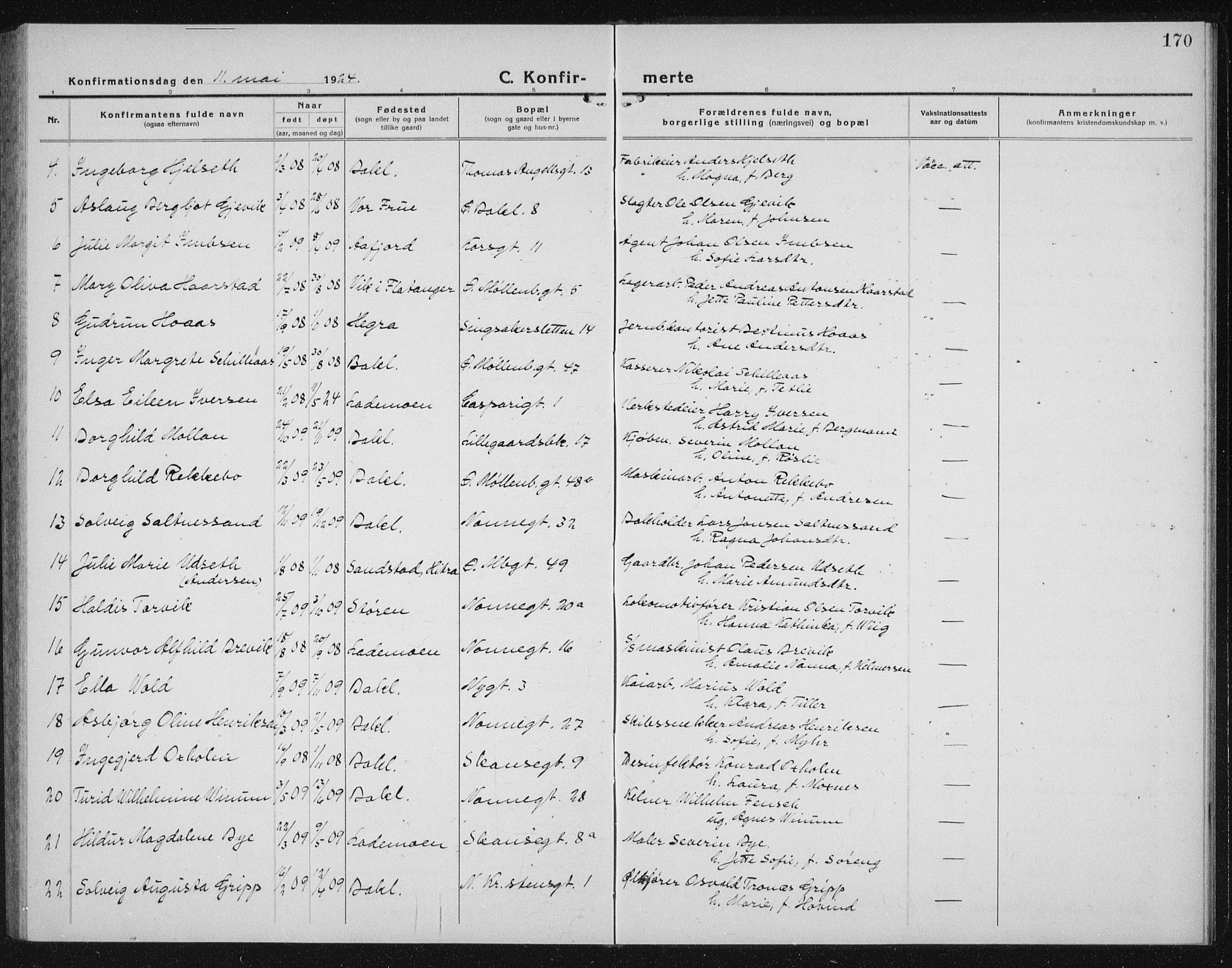 Ministerialprotokoller, klokkerbøker og fødselsregistre - Sør-Trøndelag, AV/SAT-A-1456/604/L0227: Klokkerbok nr. 604C10, 1923-1942, s. 170