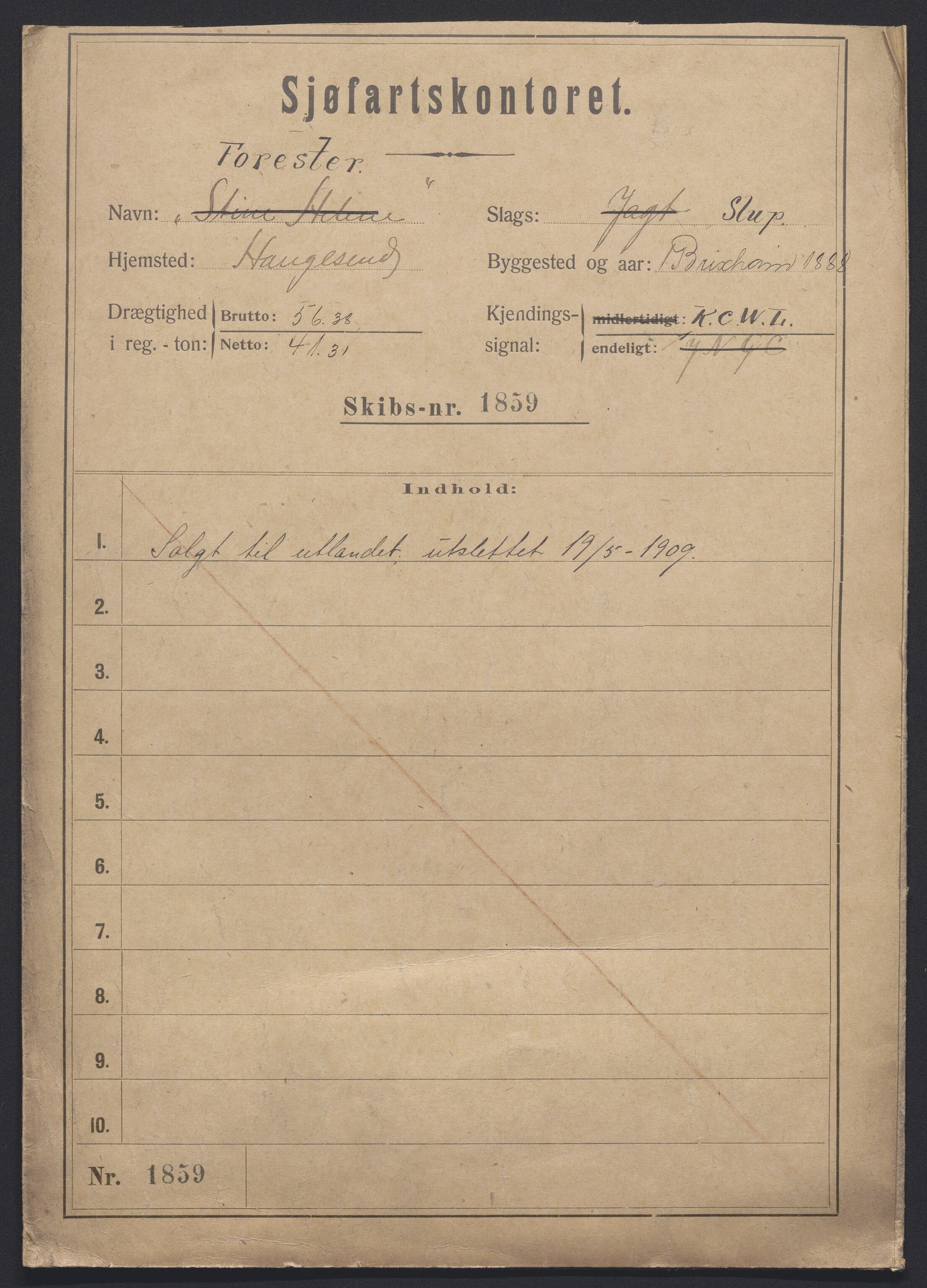 Sjøfartsdirektoratet med forløpere, skipsmapper slettede skip, AV/RA-S-4998/F/Fa/L0359: --, 1870-1933, s. 1