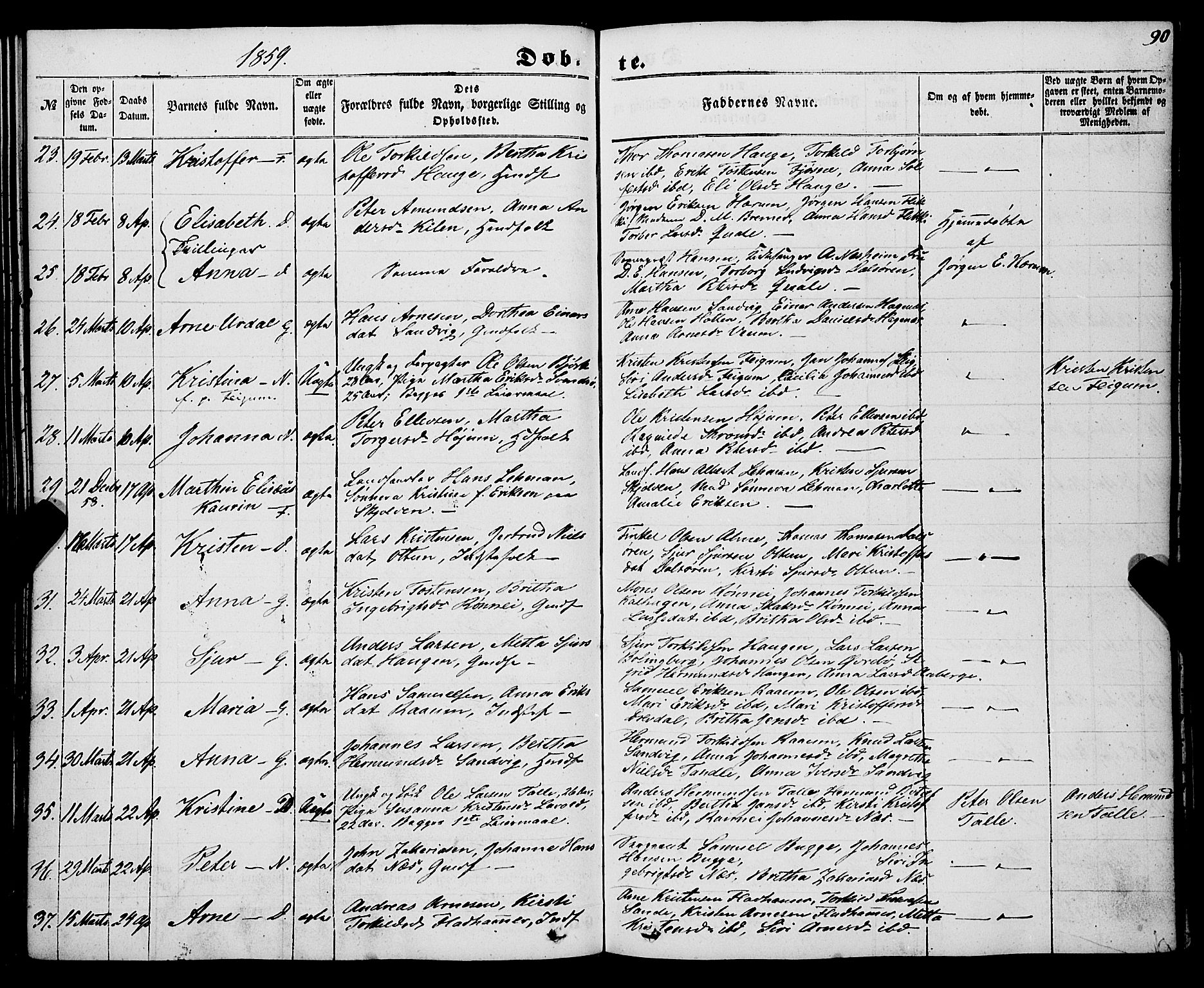 Luster sokneprestembete, AV/SAB-A-81101/H/Haa/Haaa/L0007: Ministerialbok nr. A 7, 1849-1859, s. 90