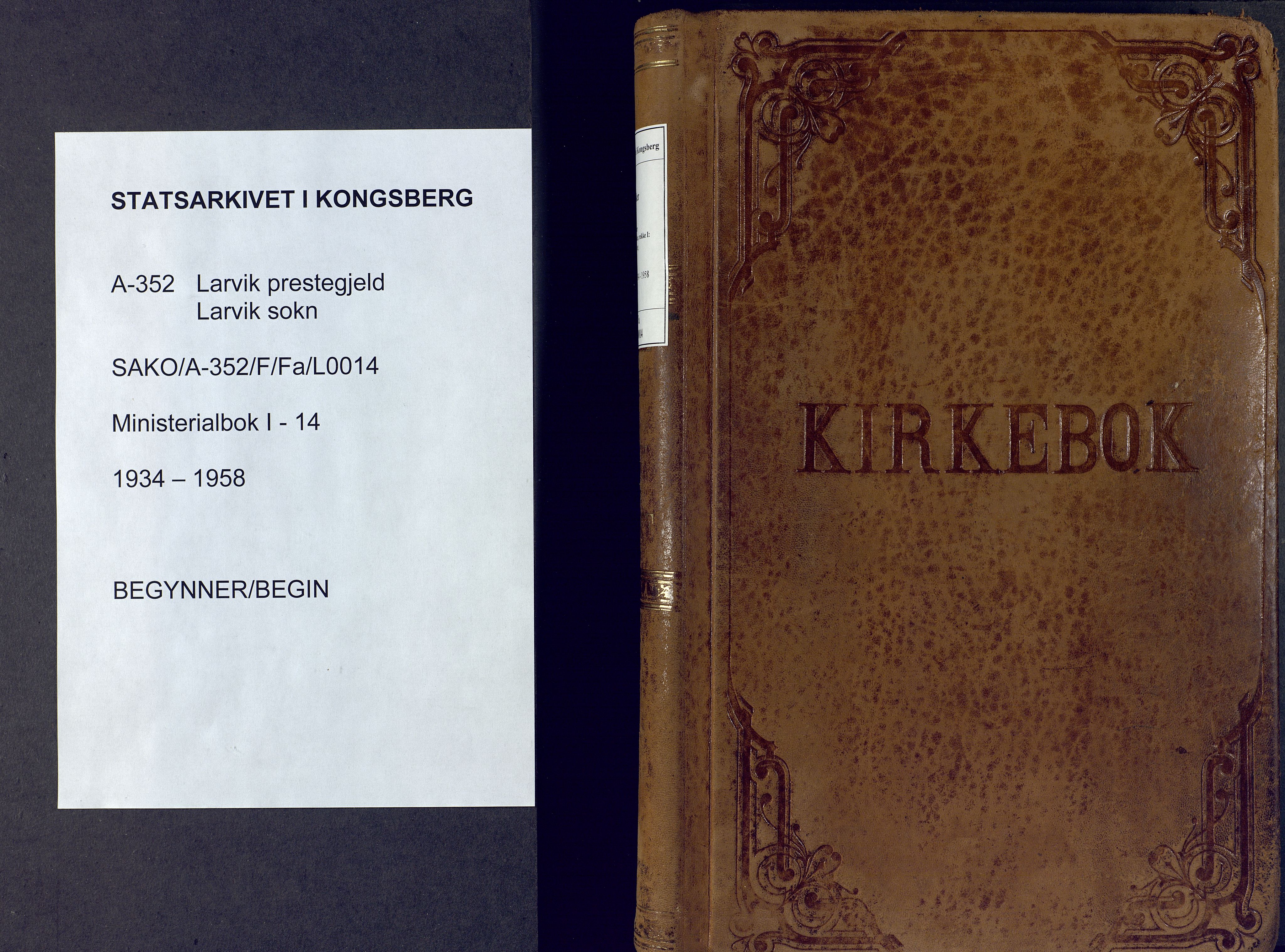 Larvik kirkebøker, AV/SAKO-A-352/F/Fa/L0014: Ministerialbok nr. I 14, 1934-1958