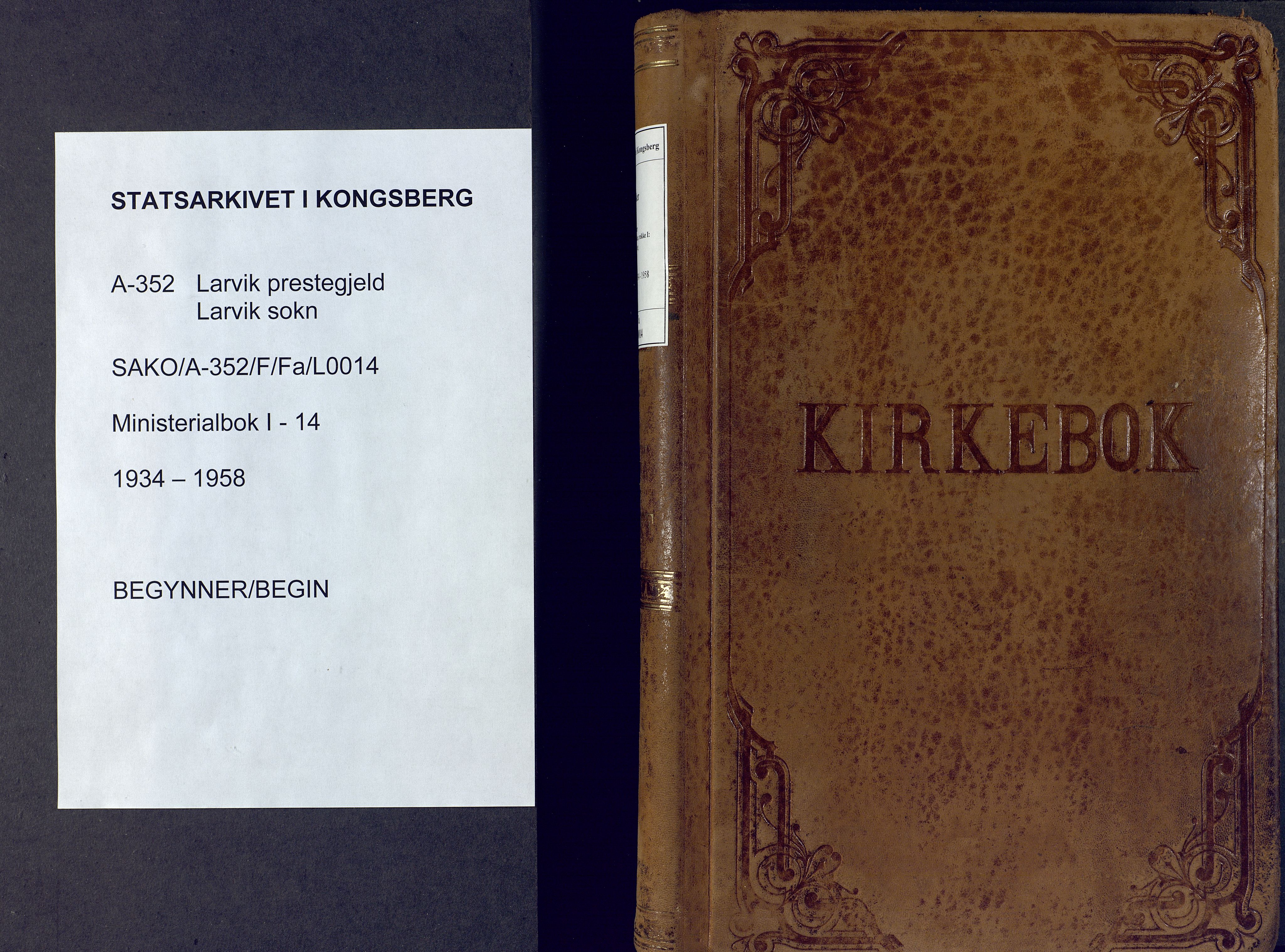 Larvik kirkebøker, SAKO/A-352/F/Fa/L0014: Ministerialbok nr. I 14, 1934-1958