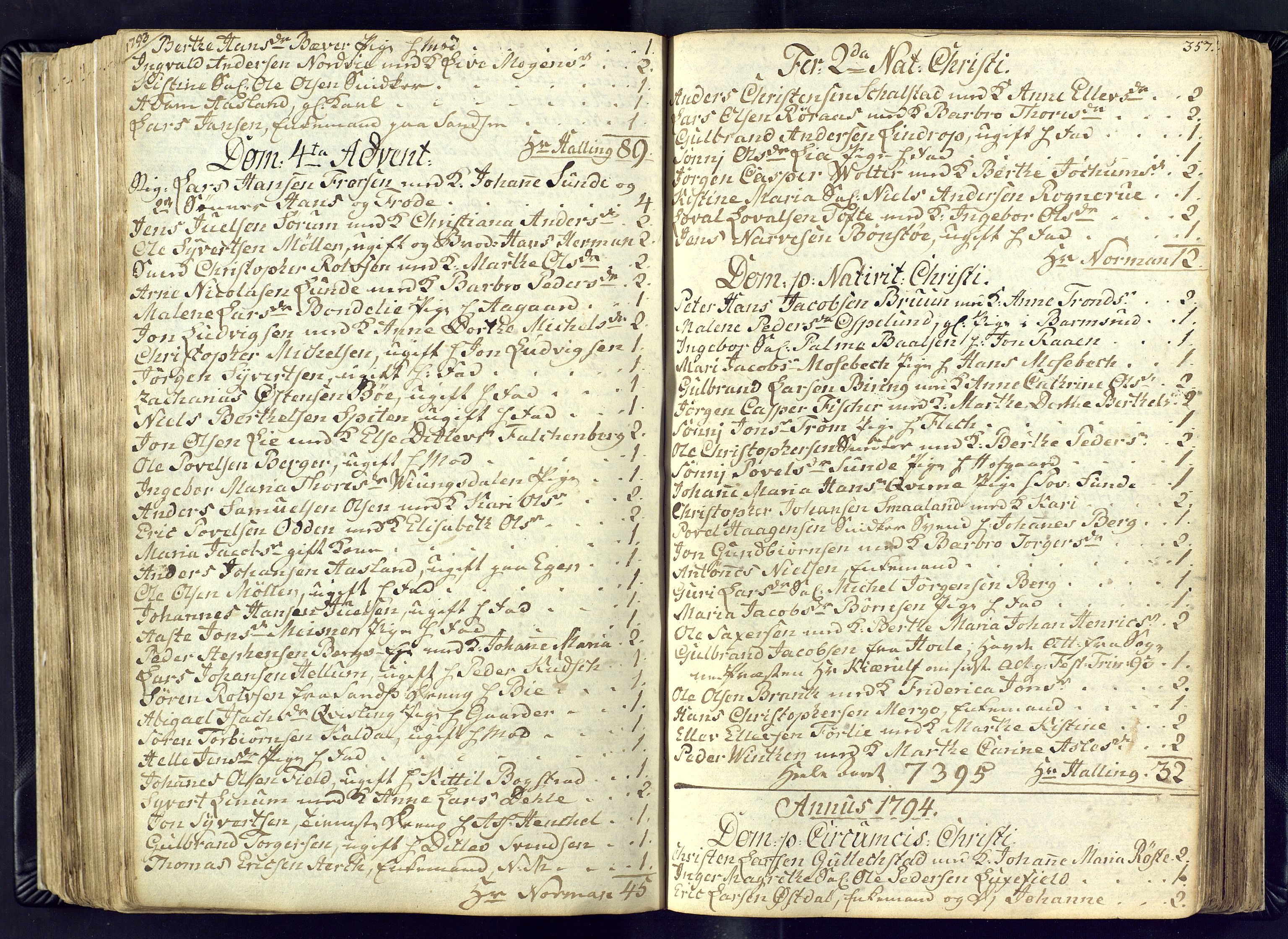 Kongsberg kirkebøker, SAKO/A-22/M/Ma/L0011: Kommunikantprotokoll nr. 11, 1788-1795, s. 357