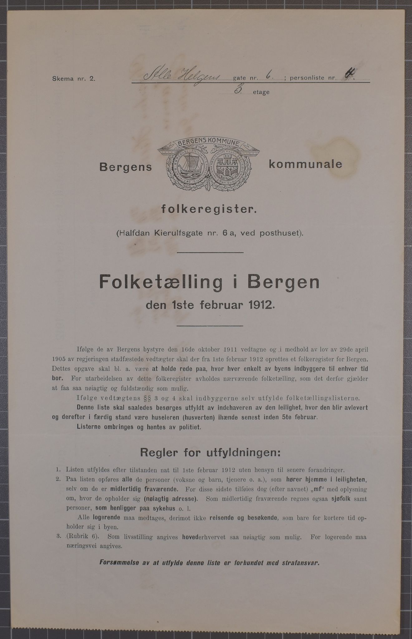 SAB, Kommunal folketelling 1912 for Bergen kjøpstad, 1912, s. 1434