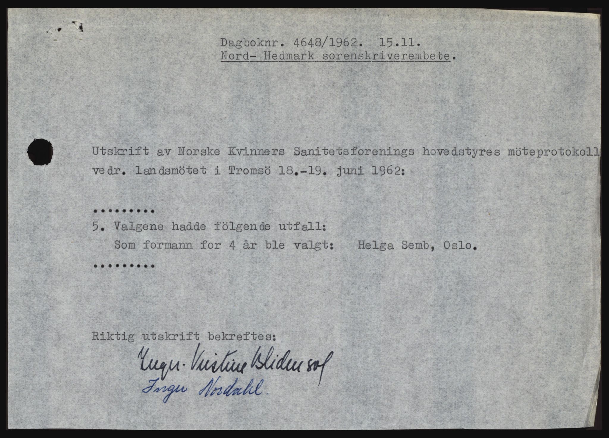Nord-Hedmark sorenskriveri, SAH/TING-012/H/Hc/L0017: Pantebok nr. 17, 1962-1963, Dagboknr: 4648/1962