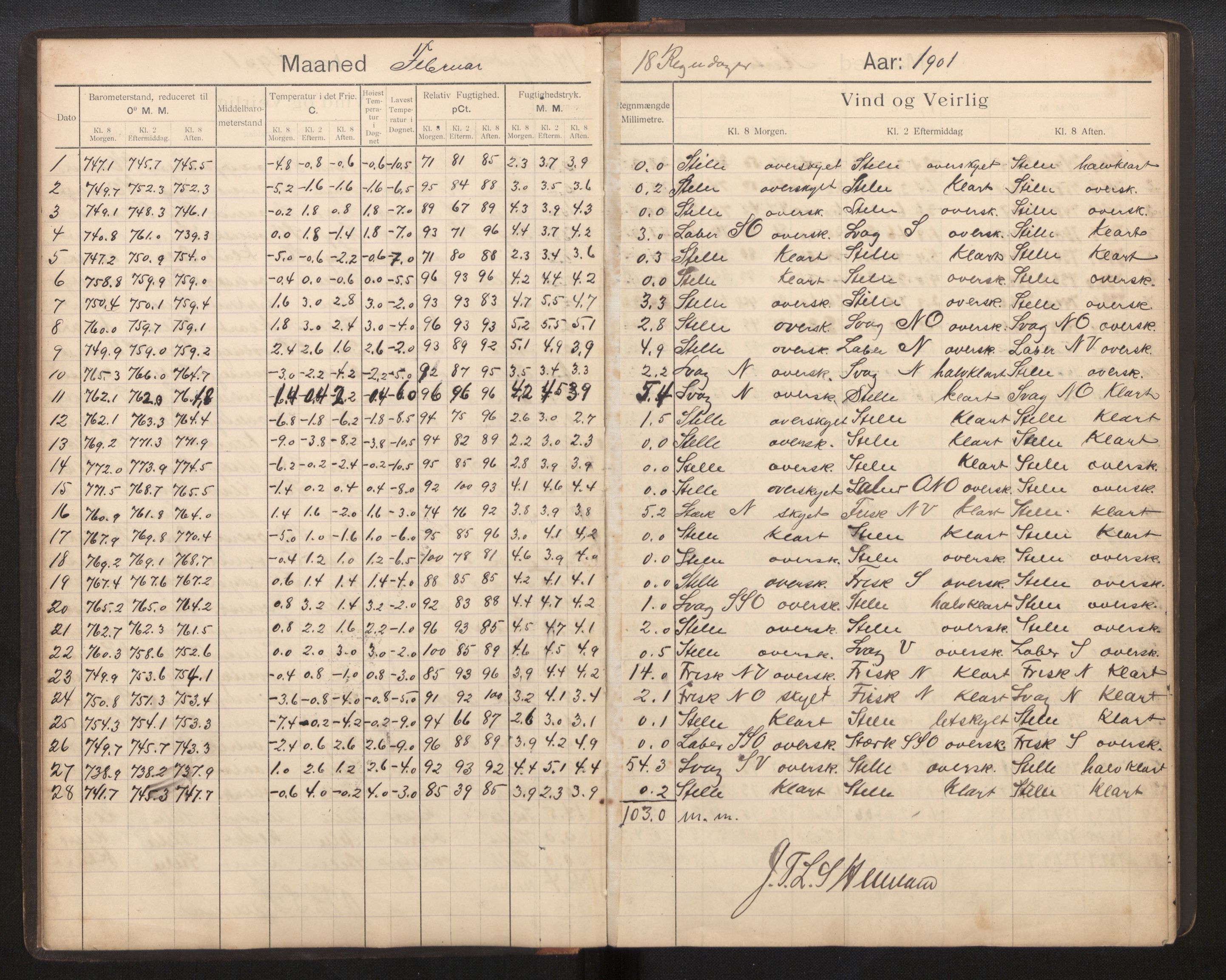 Lepraarkiver - Pleiestiftelsen for spedalske no.1, AV/SAB-A-60601/E/L0004: Observasjonsprotokoll, 1900-1905