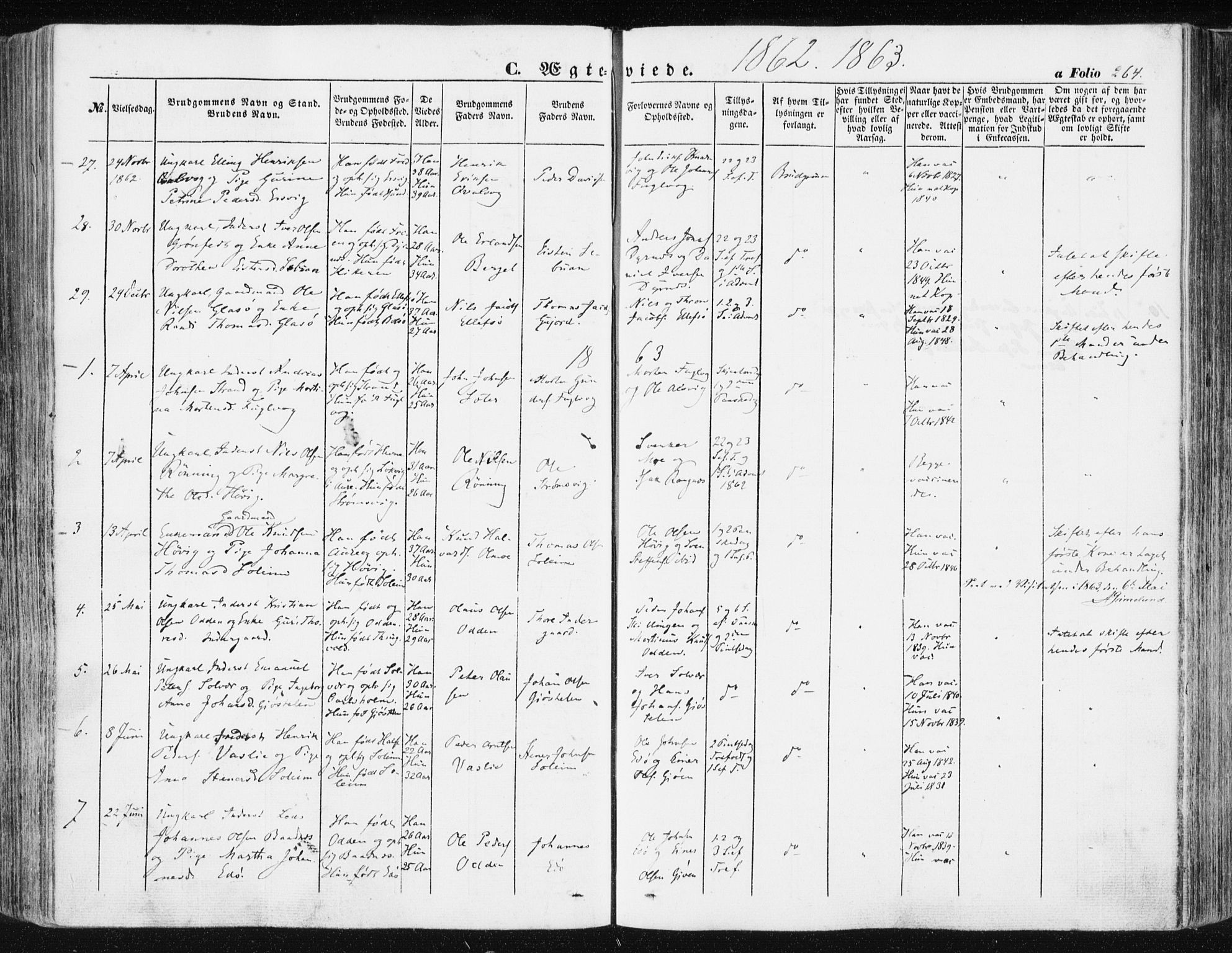 Ministerialprotokoller, klokkerbøker og fødselsregistre - Møre og Romsdal, SAT/A-1454/581/L0937: Ministerialbok nr. 581A05, 1853-1872, s. 264