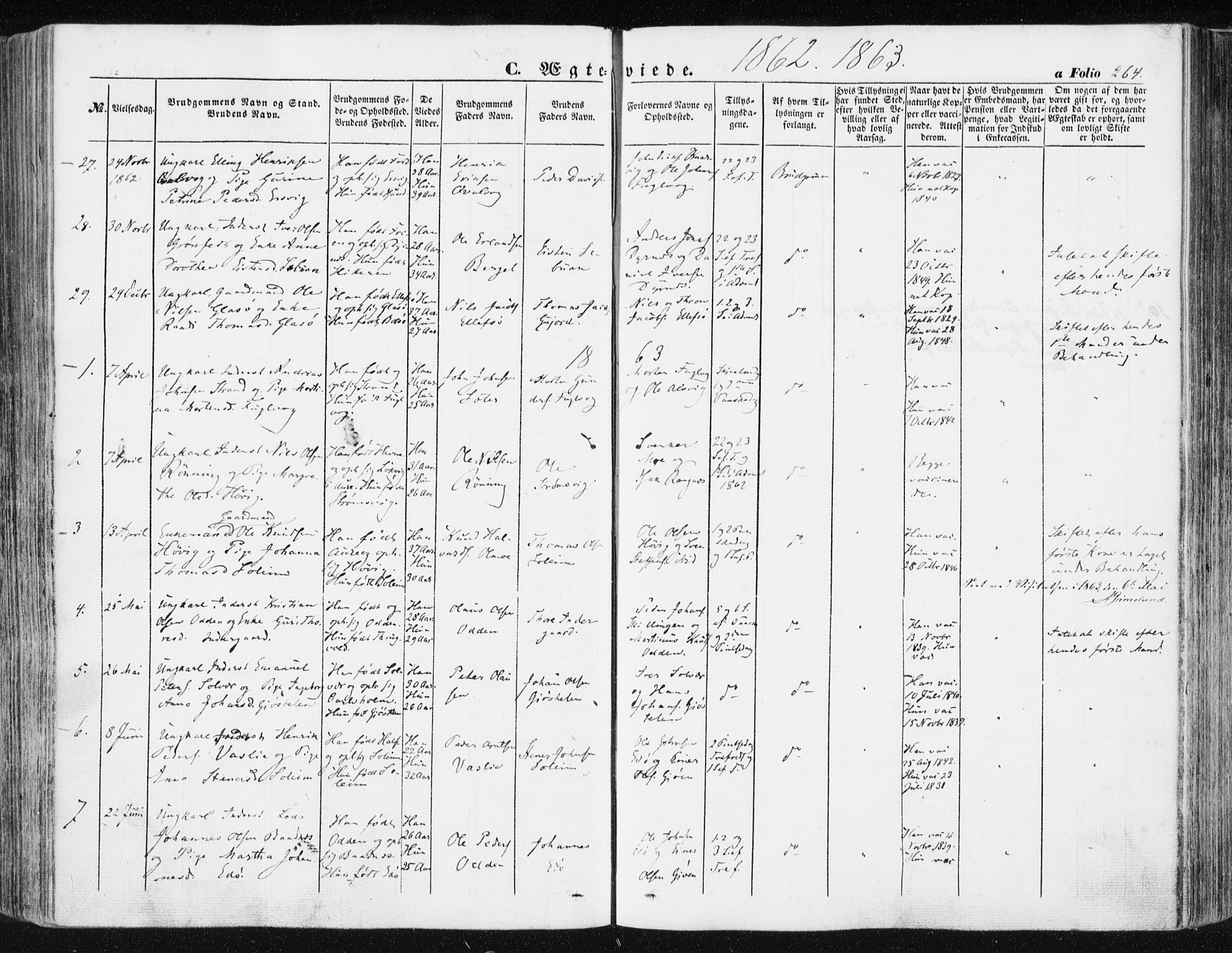 Ministerialprotokoller, klokkerbøker og fødselsregistre - Møre og Romsdal, AV/SAT-A-1454/581/L0937: Ministerialbok nr. 581A05, 1853-1872, s. 264