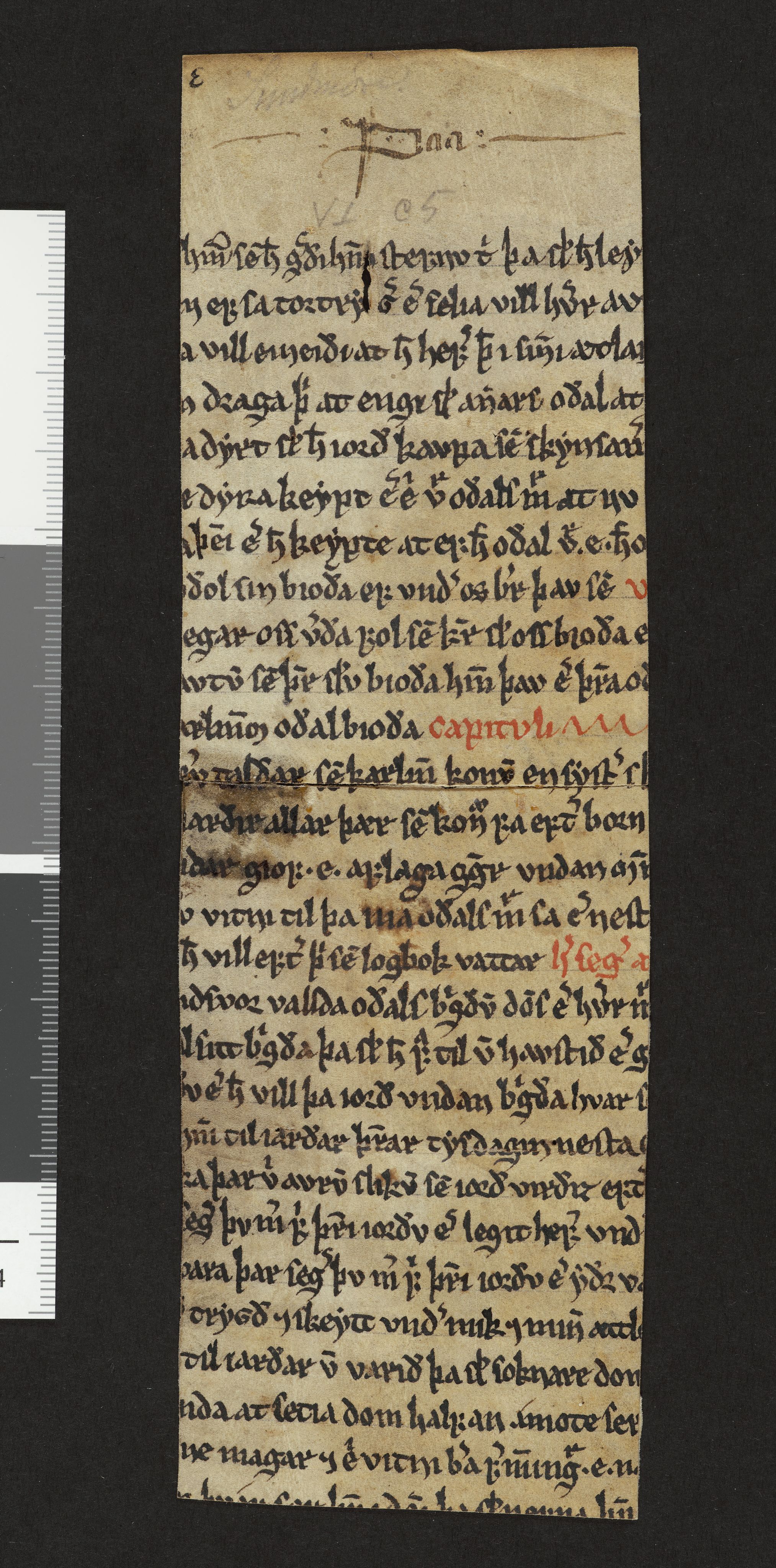 Riksarkivets diplomsamling, RA/EA-5965/F26/L0002: Norrøne membranfragmenter bestand 2-9 (10), 1100-1536, s. 35