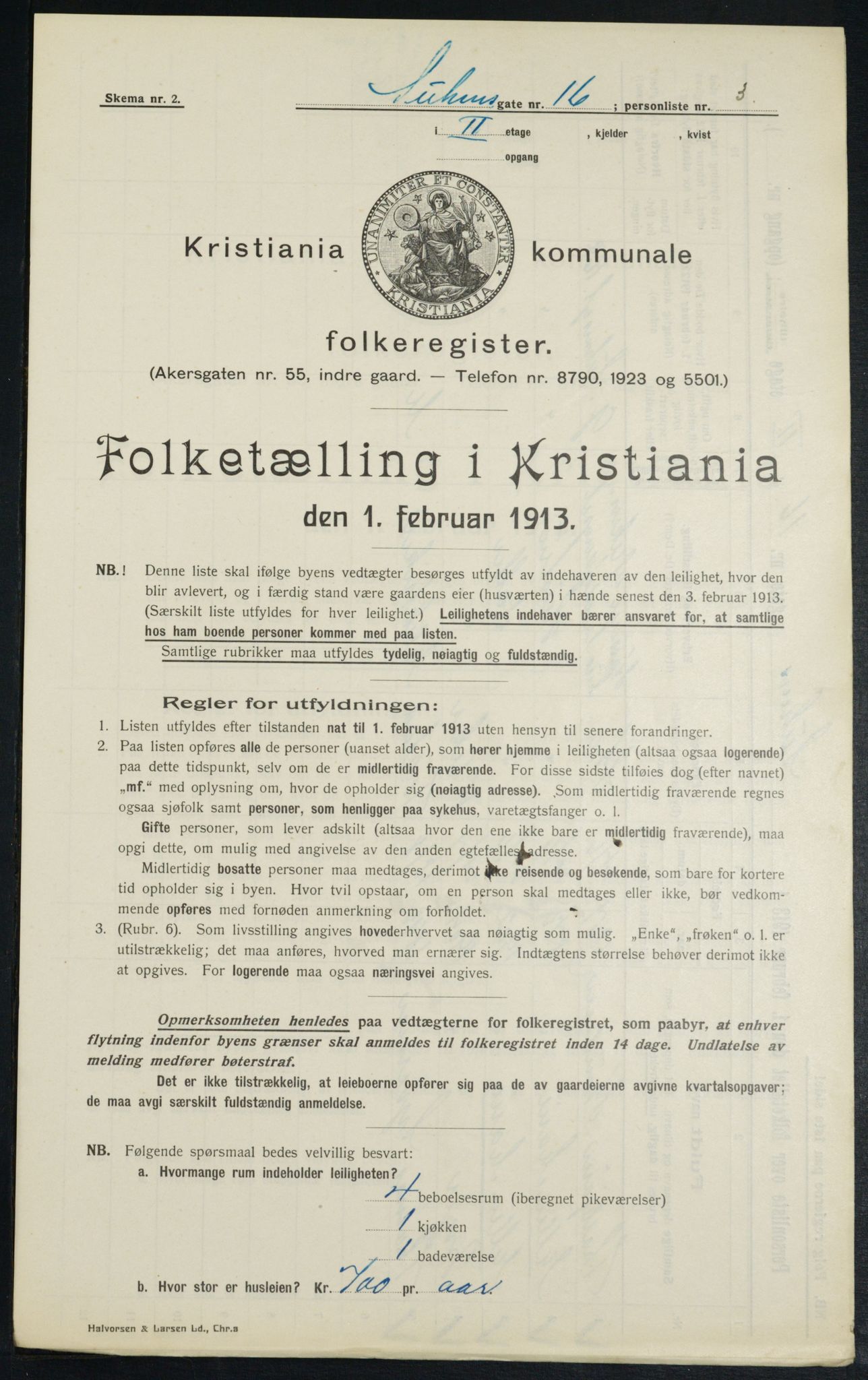 OBA, Kommunal folketelling 1.2.1913 for Kristiania, 1913, s. 104750