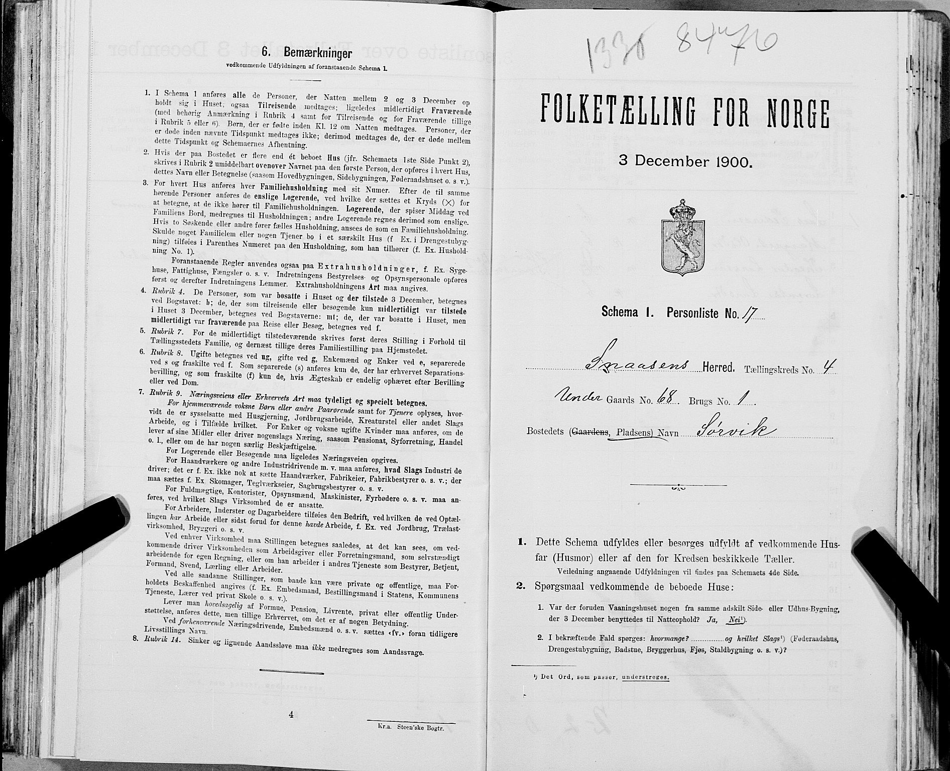 SAT, Folketelling 1900 for 1736 Snåsa herred, 1900, s. 888