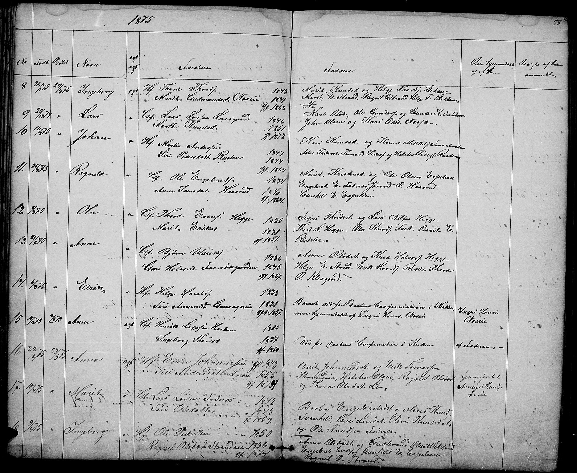 Nord-Aurdal prestekontor, AV/SAH-PREST-132/H/Ha/Hab/L0003: Klokkerbok nr. 3, 1842-1882, s. 78
