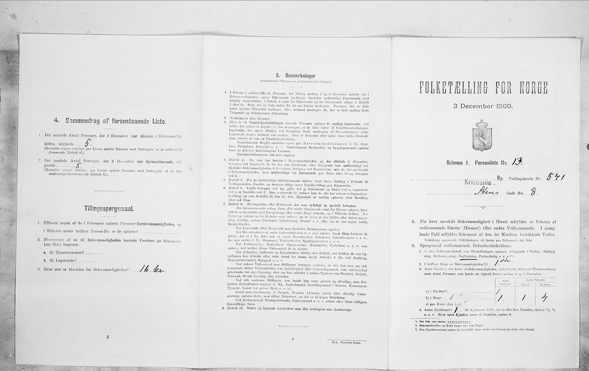 SAO, Folketelling 1900 for 0301 Kristiania kjøpstad, 1900, s. 91228