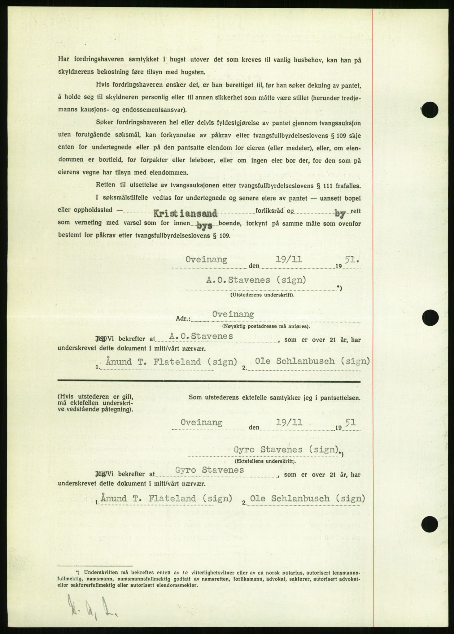 Setesdal sorenskriveri, SAK/1221-0011/G/Gb/L0050: Pantebok nr. B 38, 1949-1952, Dagboknr: 516/1951