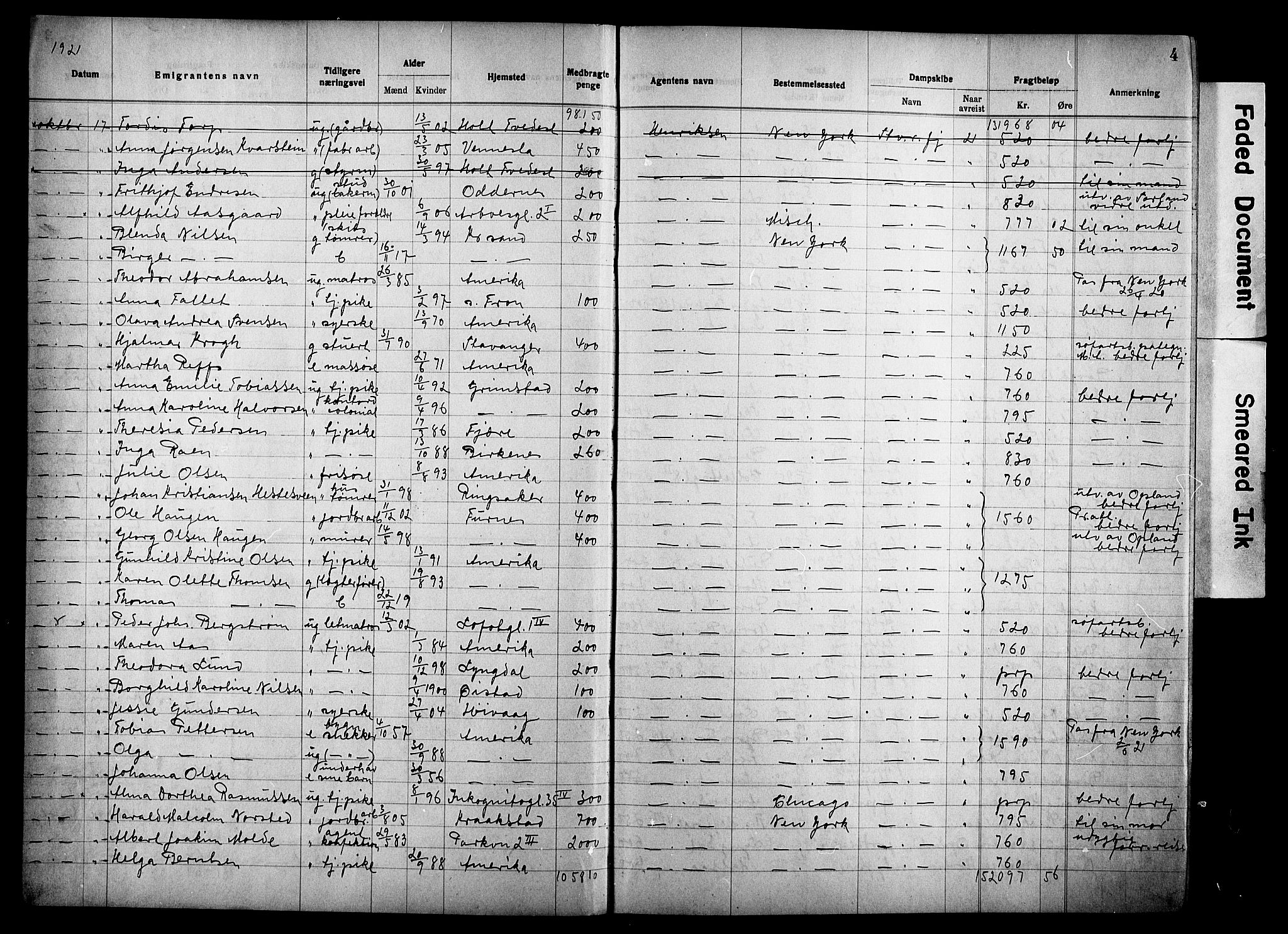 Oslo politidistrikt, AV/SAO-A-10085/E/Ee/Eef/L0034: Emigrantprotokoll, 1921-1923, s. 4