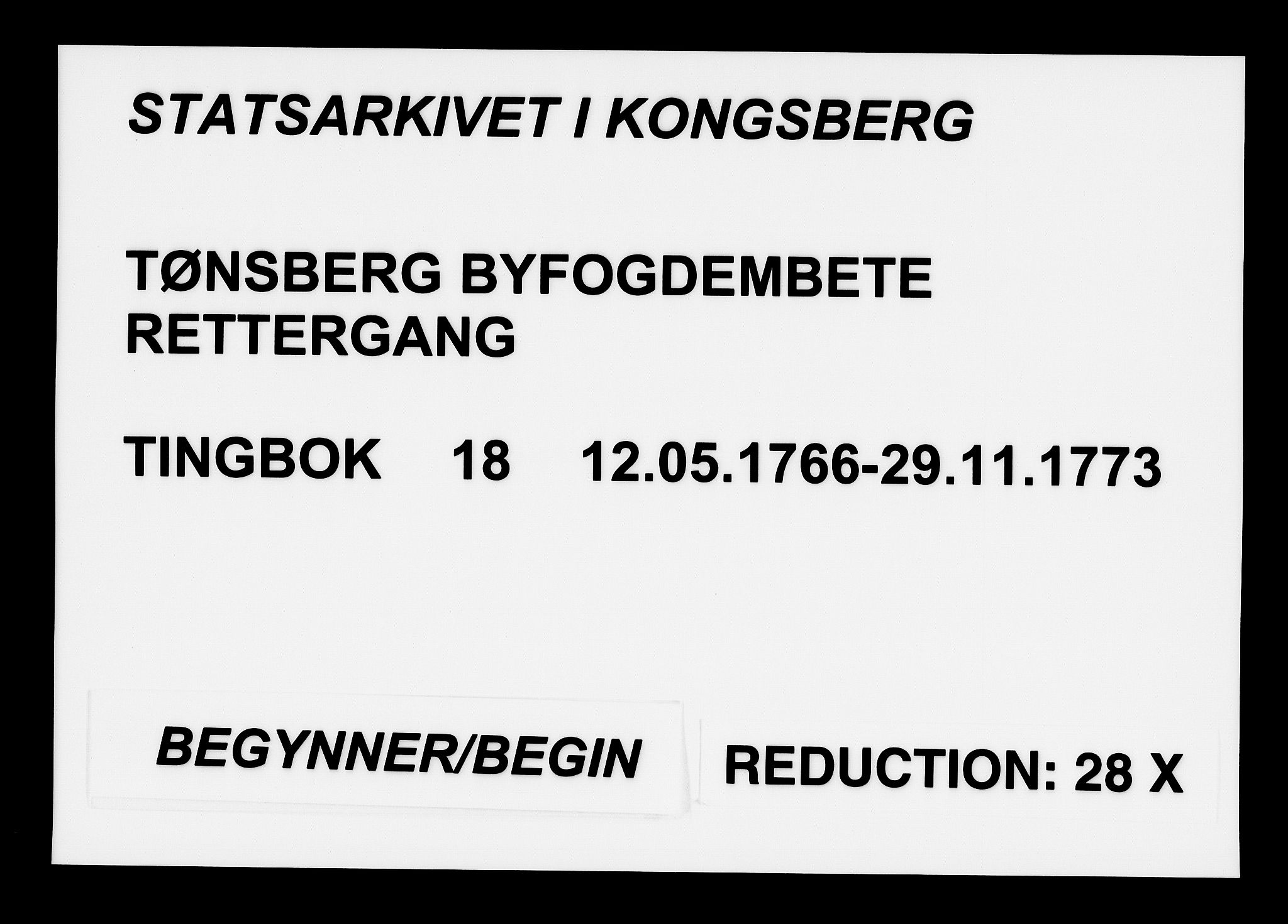 Tønsberg byfogd, AV/SAKO-A-224/F/Fa/L0018: Tingbok, 1766-1773