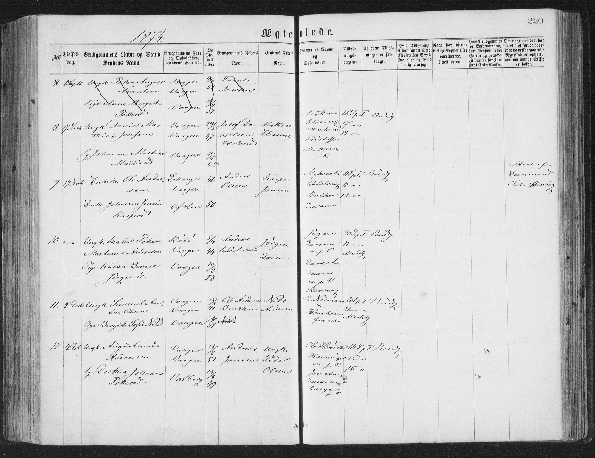 Ministerialprotokoller, klokkerbøker og fødselsregistre - Nordland, AV/SAT-A-1459/874/L1057: Ministerialbok nr. 874A01, 1866-1877, s. 220