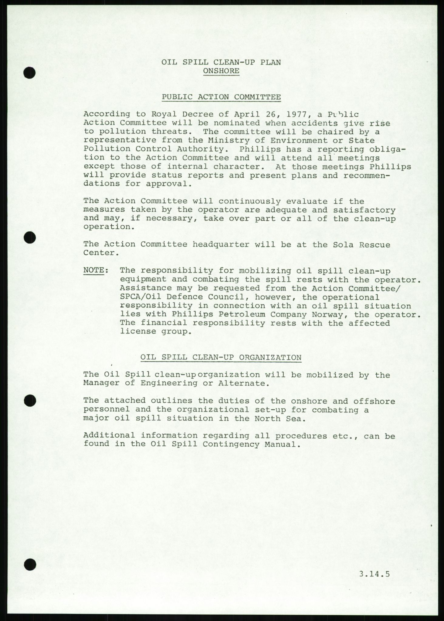 Justisdepartementet, Granskningskommisjonen ved Alexander Kielland-ulykken 27.3.1980, AV/RA-S-1165/D/L0016: O Beredskapsplaner (Doku.liste + O1-O3 av 3), 1980-1981, s. 167