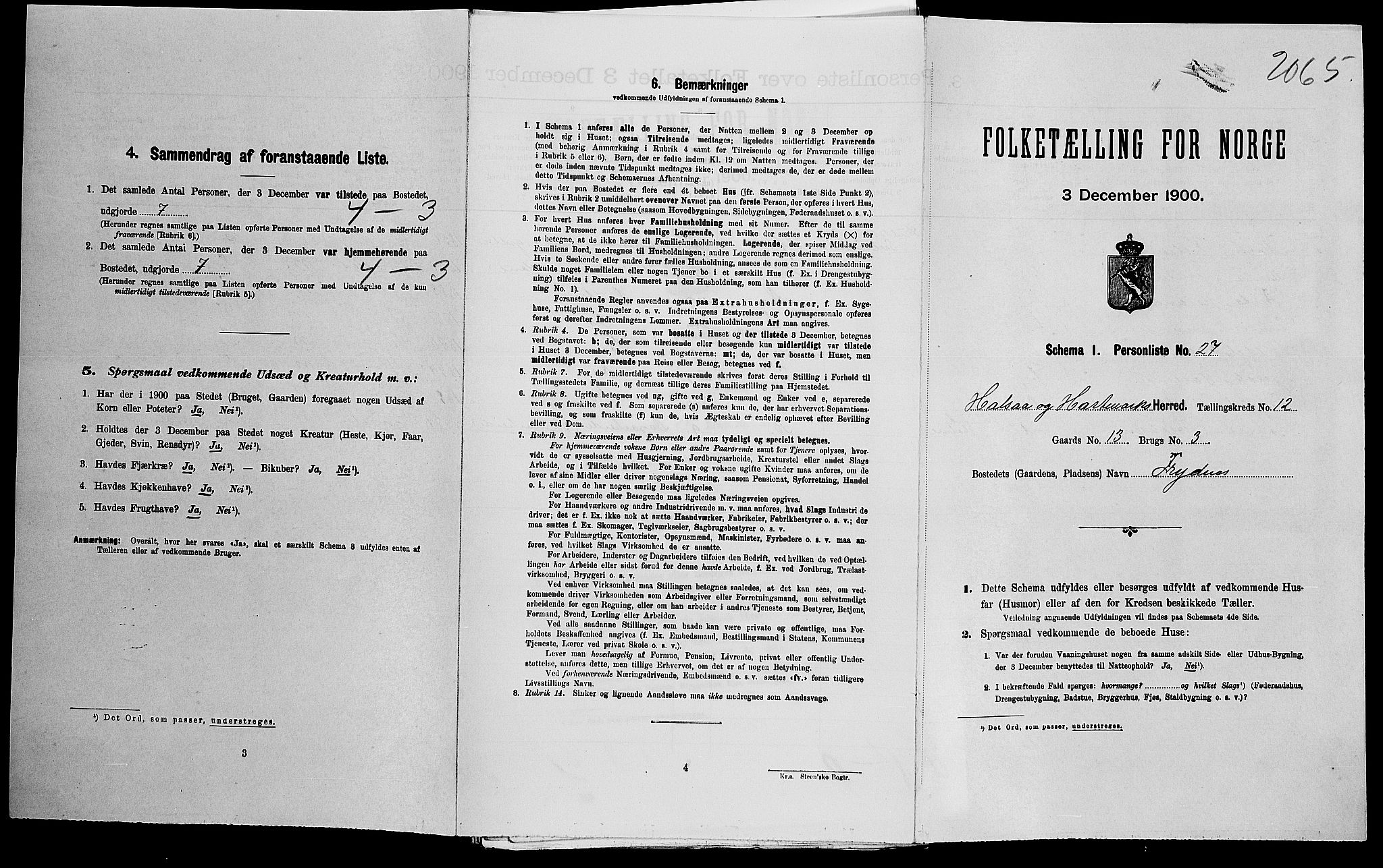 SAK, Folketelling 1900 for 1019 Halse og Harkmark herred, 1900, s. 788