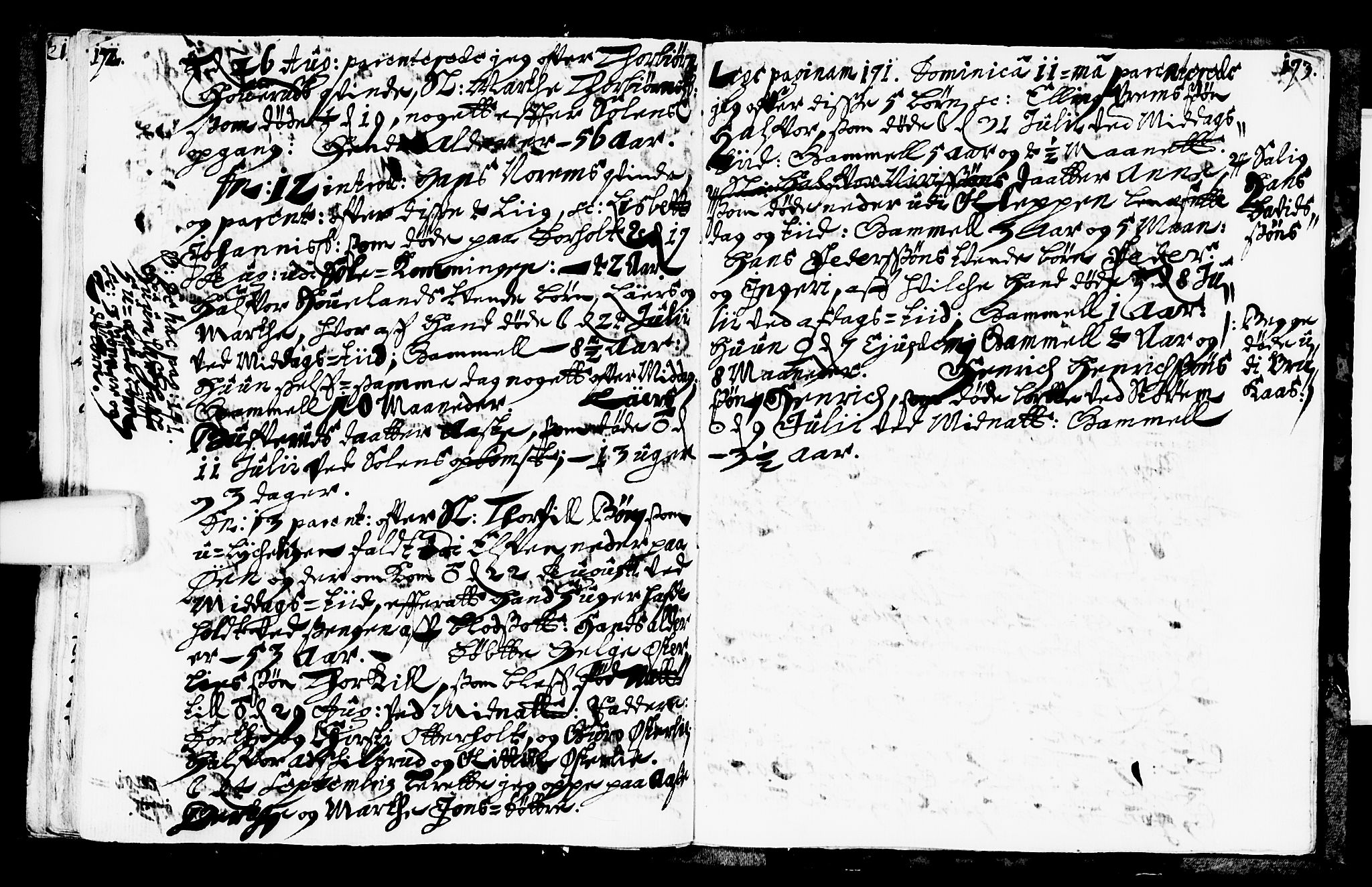 Bø kirkebøker, SAKO/A-257/F/Fa/L0001: Ministerialbok nr. 1, 1689-1699, s. 172-173