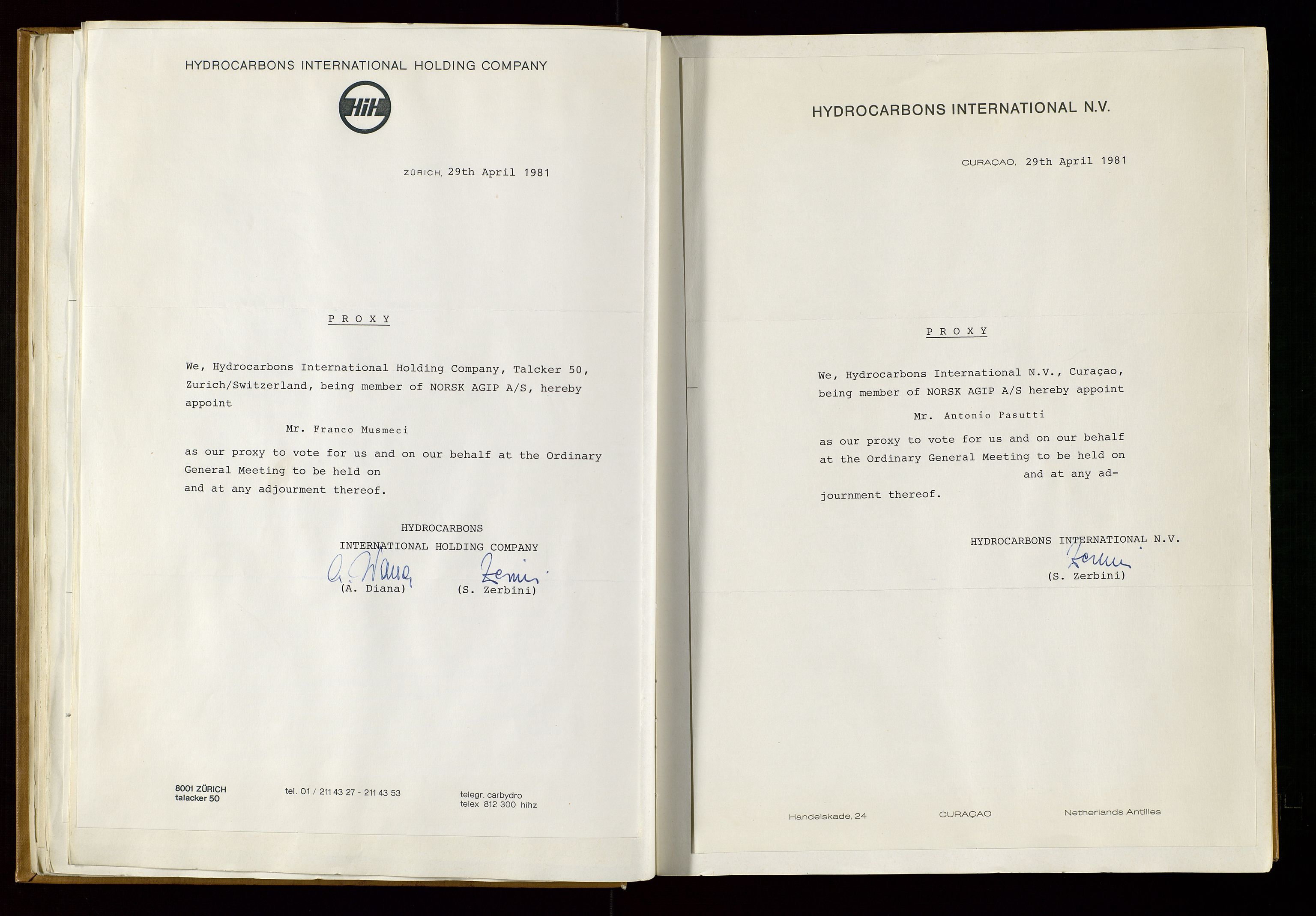 Pa 1583 - Norsk Agip AS, AV/SAST-A-102138/A/Aa/L0001: General assembly and Board of Directors meeting minutes, 1965-1990