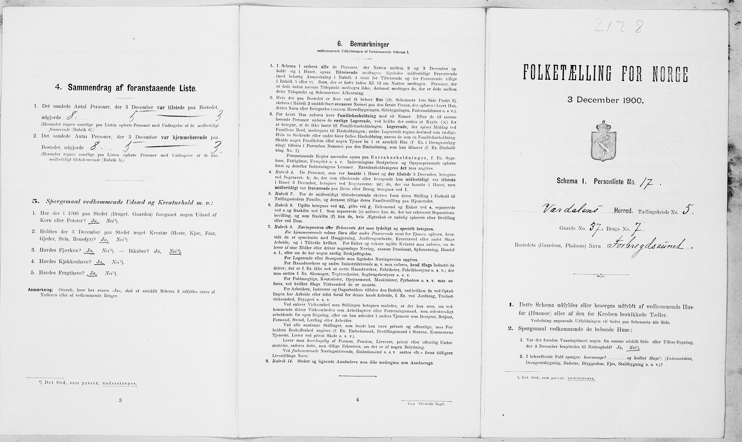 SAT, Folketelling 1900 for 1721 Verdal herred, 1900, s. 807
