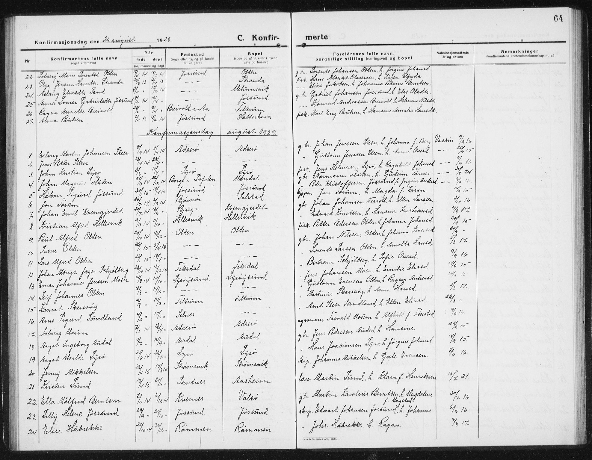 Ministerialprotokoller, klokkerbøker og fødselsregistre - Sør-Trøndelag, AV/SAT-A-1456/654/L0667: Klokkerbok nr. 654C03, 1924-1939, s. 64