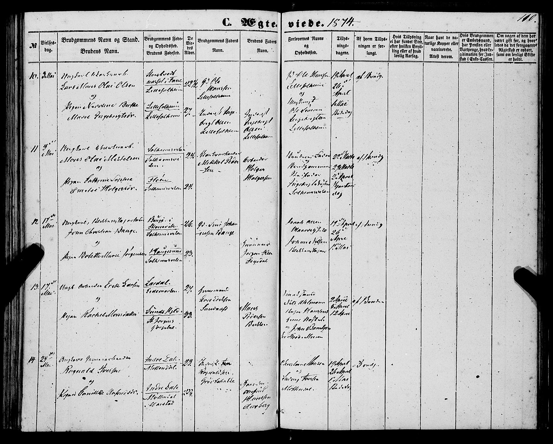 St. Jørgens hospital og Årstad sokneprestembete, AV/SAB-A-99934: Ministerialbok nr. A 9, 1853-1878, s. 110