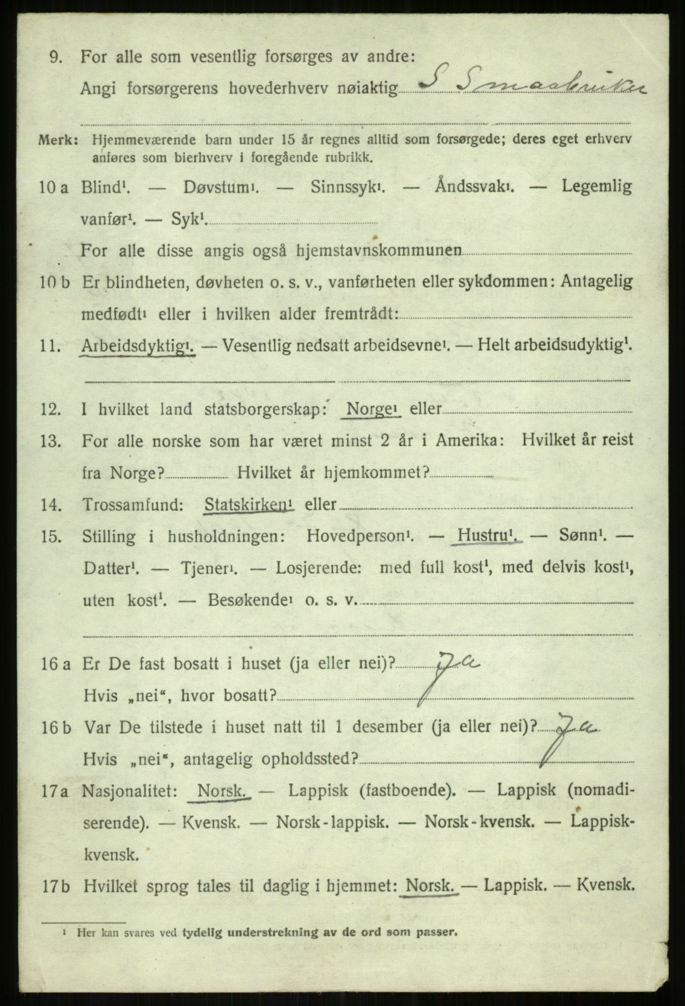 SATØ, Folketelling 1920 for 1927 Tranøy herred, 1920, s. 3370