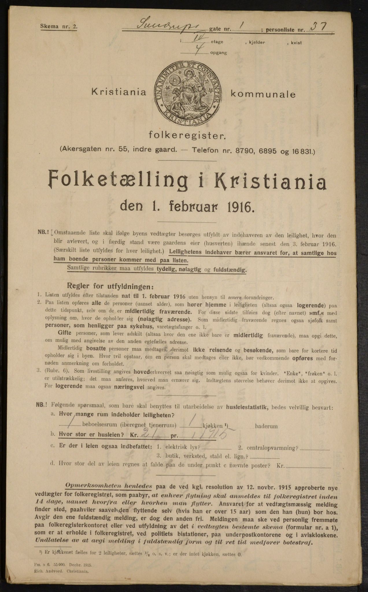 OBA, Kommunal folketelling 1.2.1916 for Kristiania, 1916, s. 107791