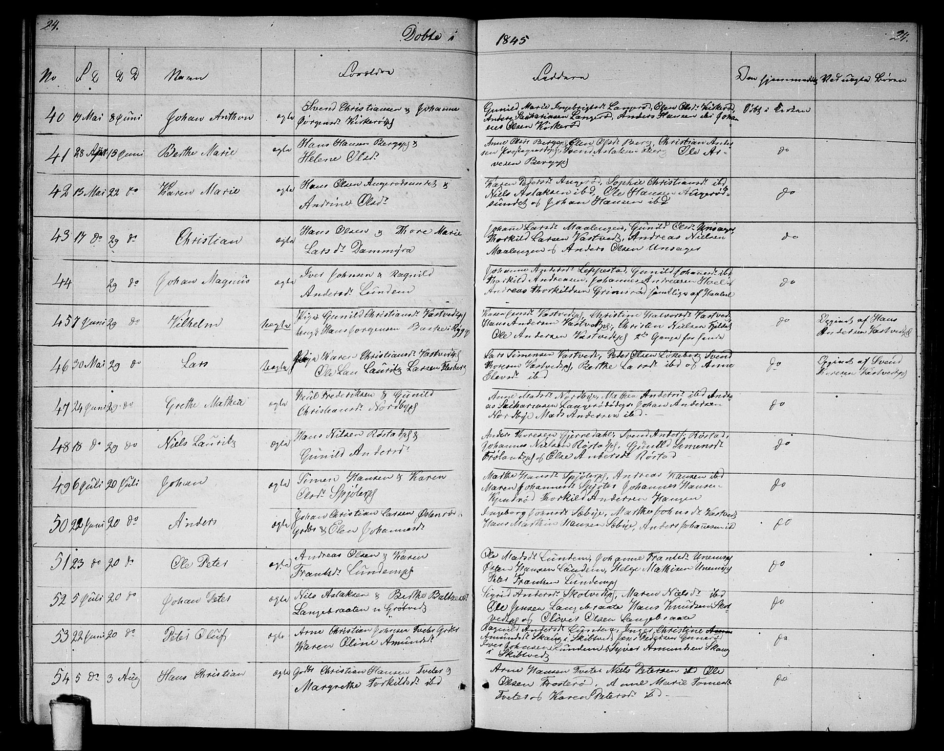 Våler prestekontor Kirkebøker, AV/SAO-A-11083/G/Ga/L0002: Klokkerbok nr. I 2, 1839-1860, s. 24