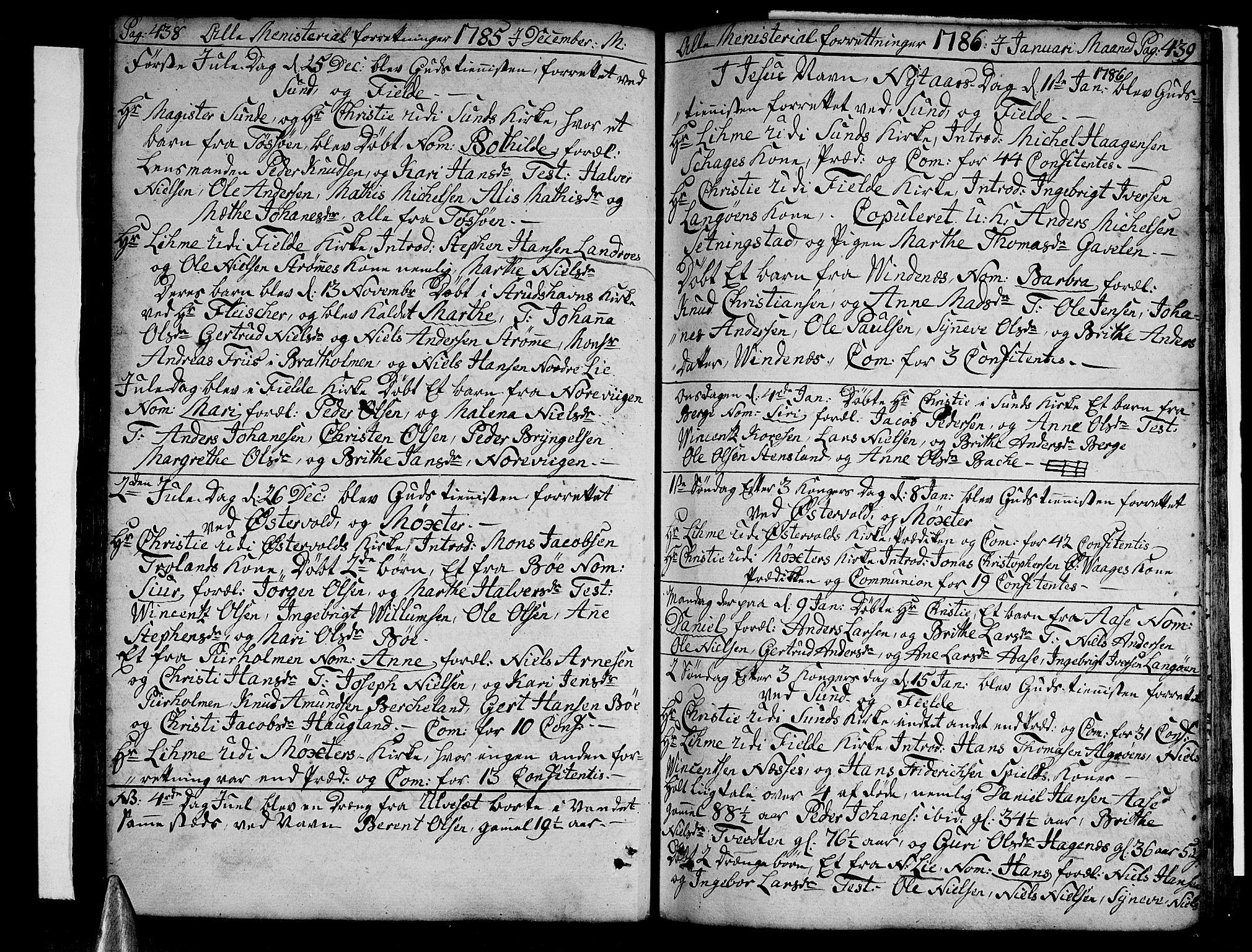 Sund sokneprestembete, AV/SAB-A-99930: Ministerialbok nr. A 5, 1770-1795, s. 438-439