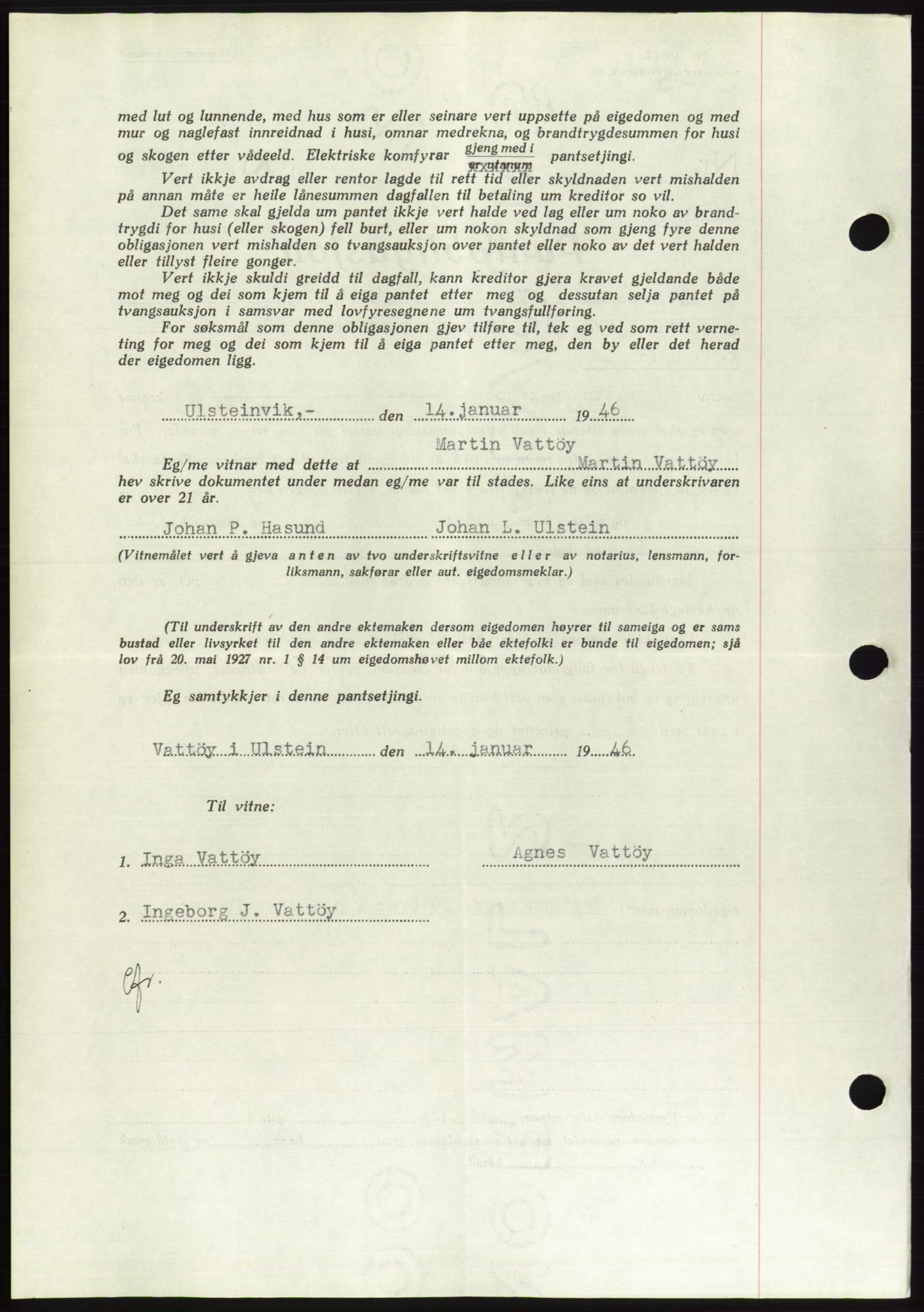 Søre Sunnmøre sorenskriveri, AV/SAT-A-4122/1/2/2C/L0114: Pantebok nr. 1-2B, 1943-1947, Dagboknr: 49/1946