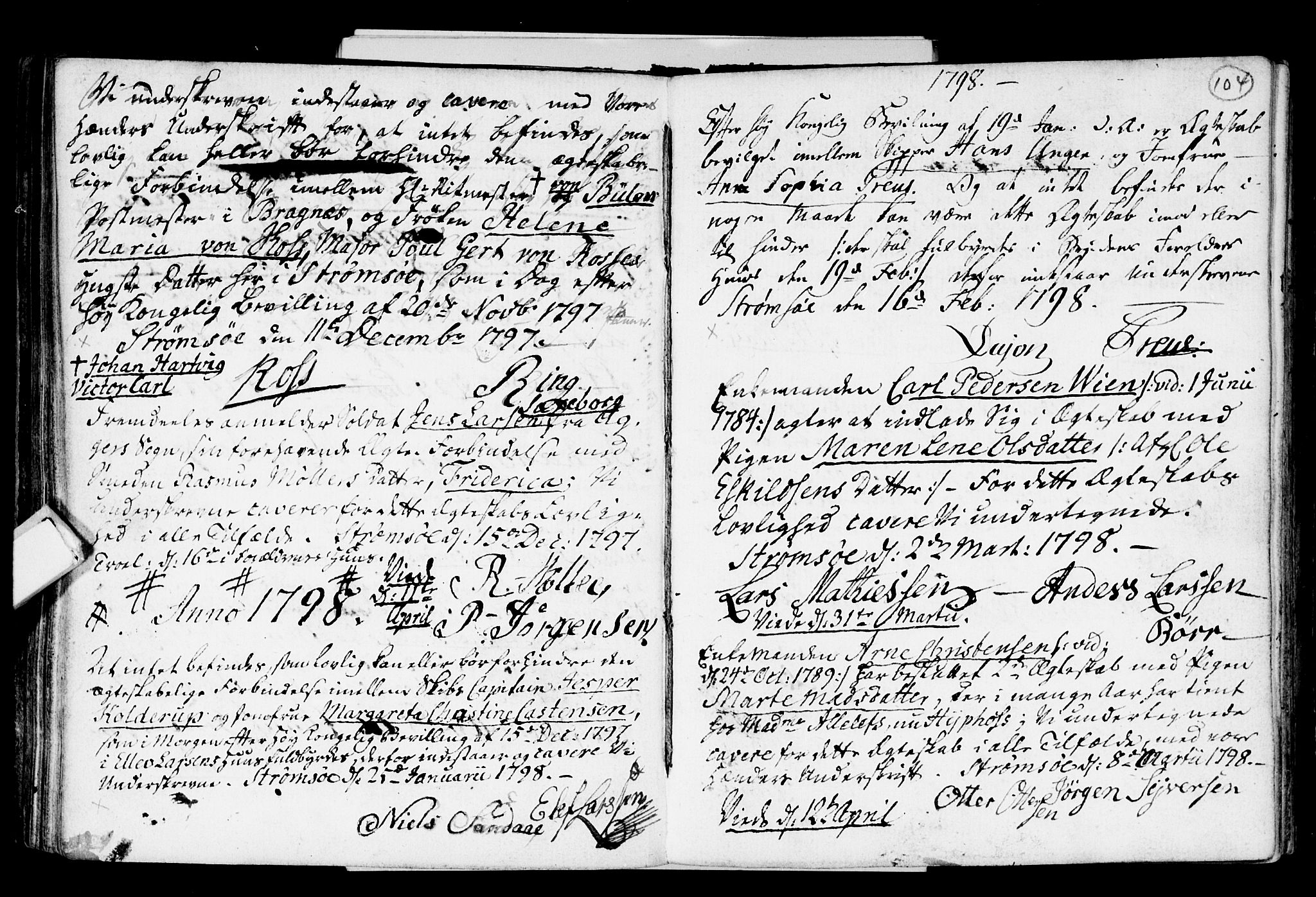 Strømsø kirkebøker, SAKO/A-246/H/Hb/L0001: Forlovererklæringer nr. 1, 1752-1815, s. 104