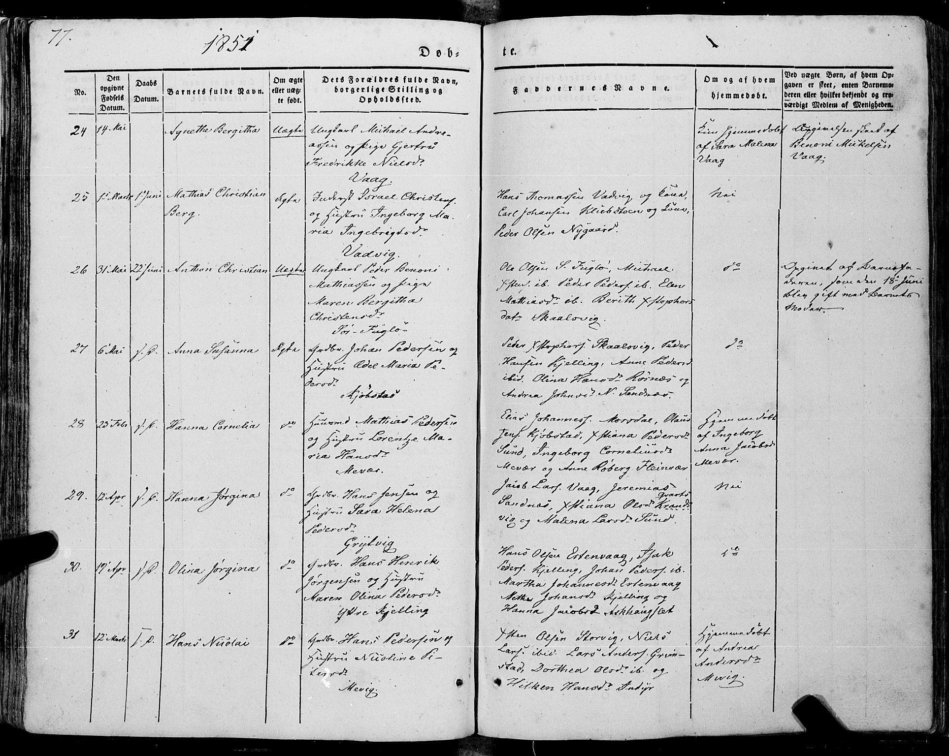 Ministerialprotokoller, klokkerbøker og fødselsregistre - Nordland, SAT/A-1459/805/L0097: Ministerialbok nr. 805A04, 1837-1861, s. 77