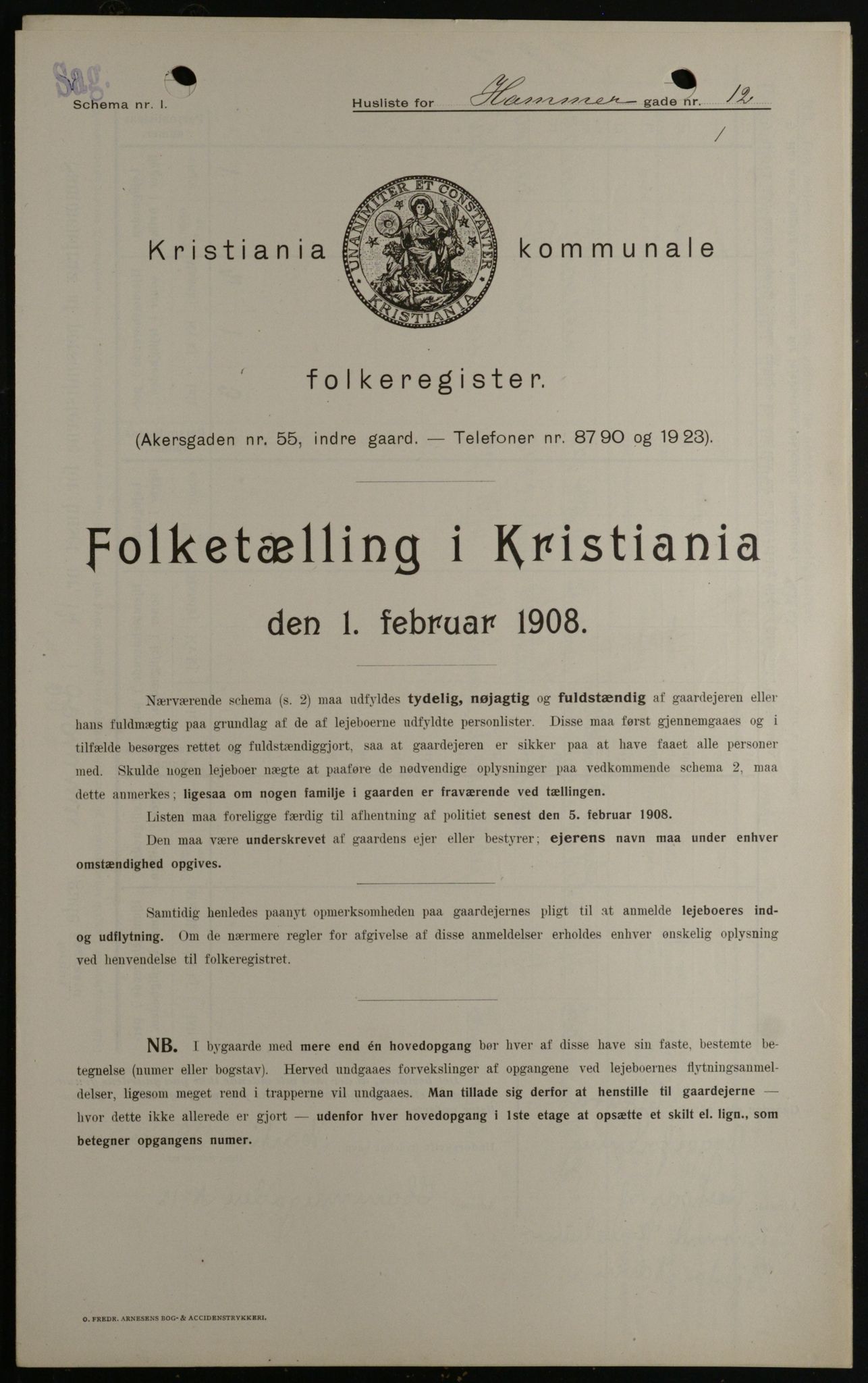 OBA, Kommunal folketelling 1.2.1908 for Kristiania kjøpstad, 1908, s. 30978