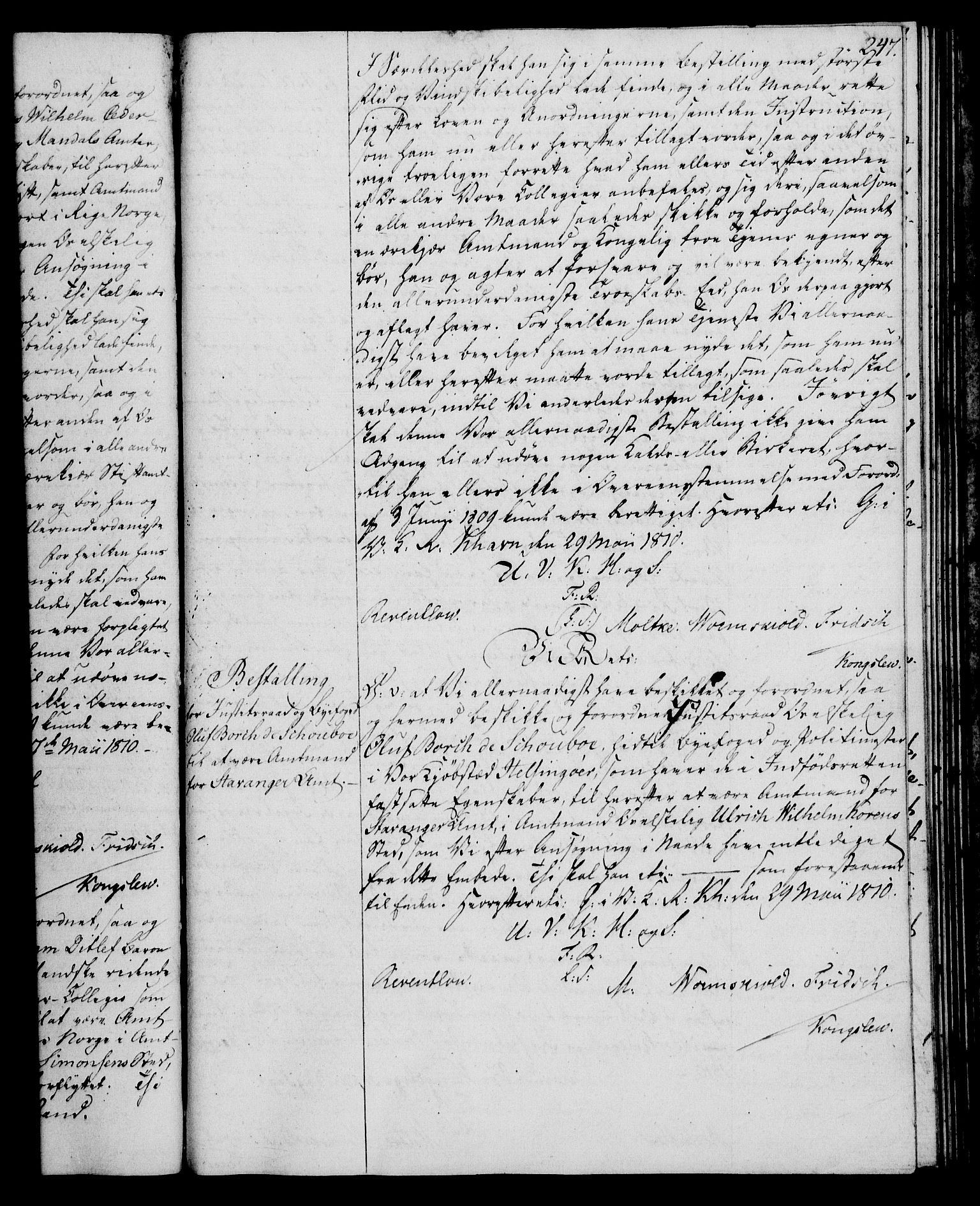 Rentekammeret, Kammerkanselliet, RA/EA-3111/G/Gg/Gge/L0006: Norsk bestallingsprotokoll med register (merket RK 53.30), 1773-1814, s. 247