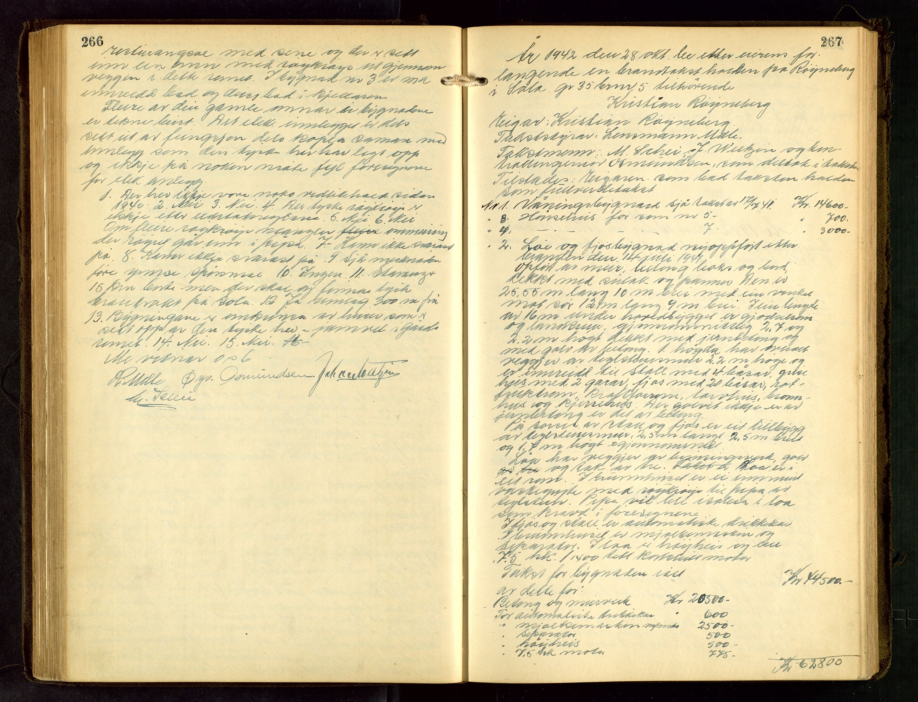 Håland lensmannskontor, AV/SAST-A-100100/Go/L0005: "Brandtakstprotokoll"  Register i boken., 1929-1948, s. 266-267