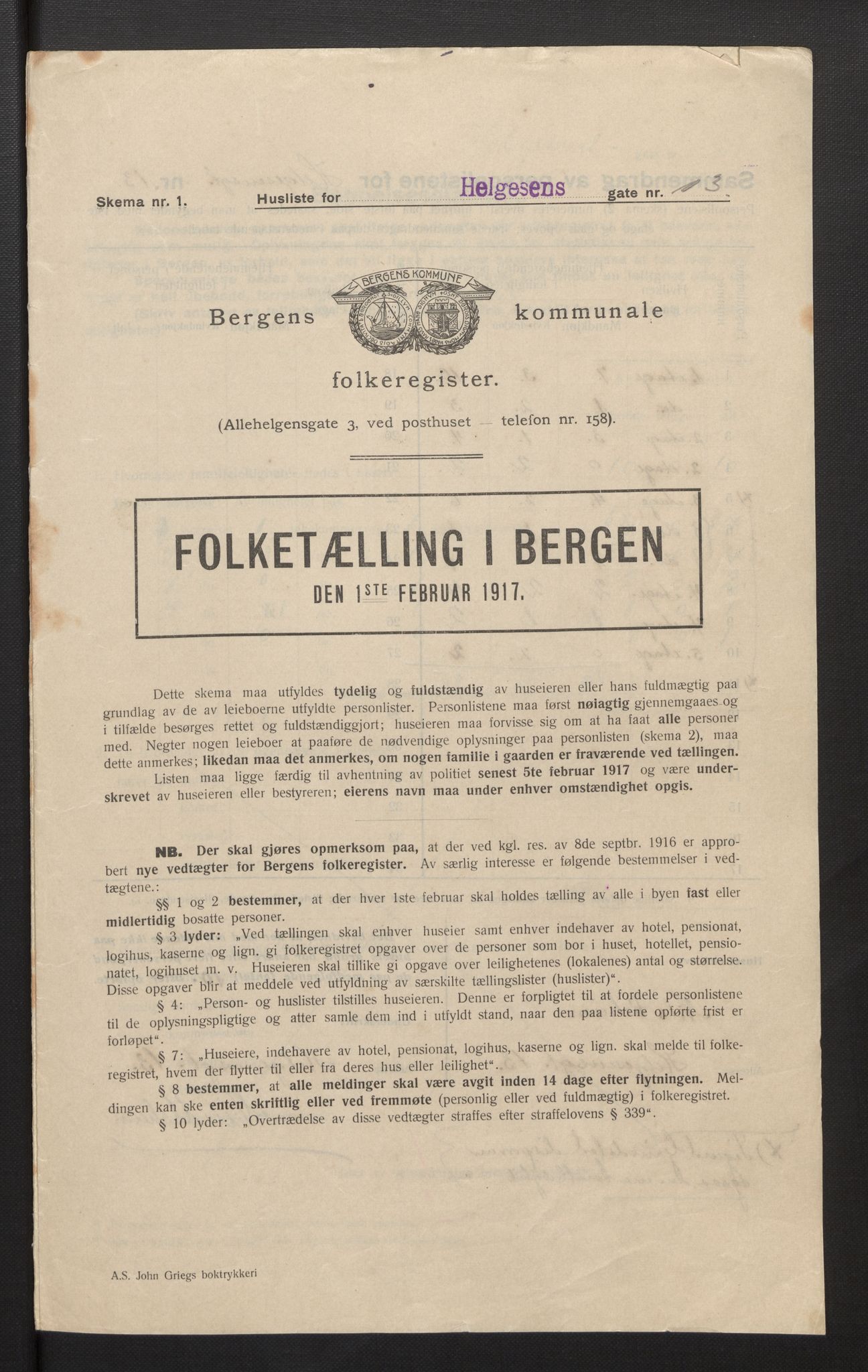 SAB, Kommunal folketelling 1917 for Bergen kjøpstad, 1917, s. 13523